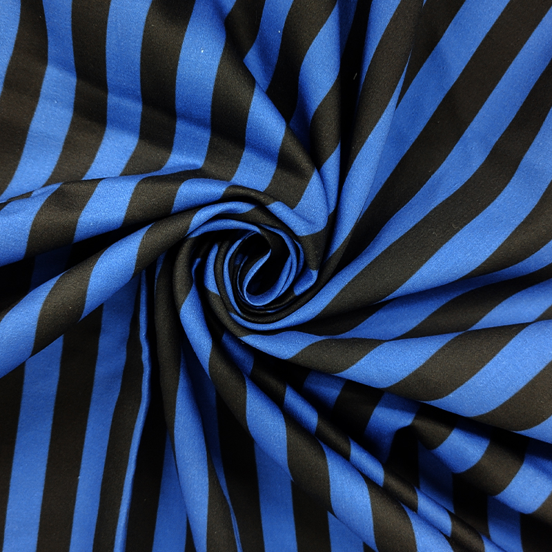 Tessuto Cotone Righe Blu e Nere