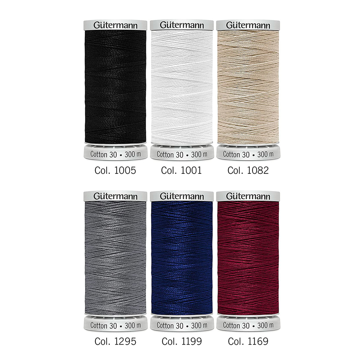 Hilo de algodón Gutermann 300 m 6 bobinas