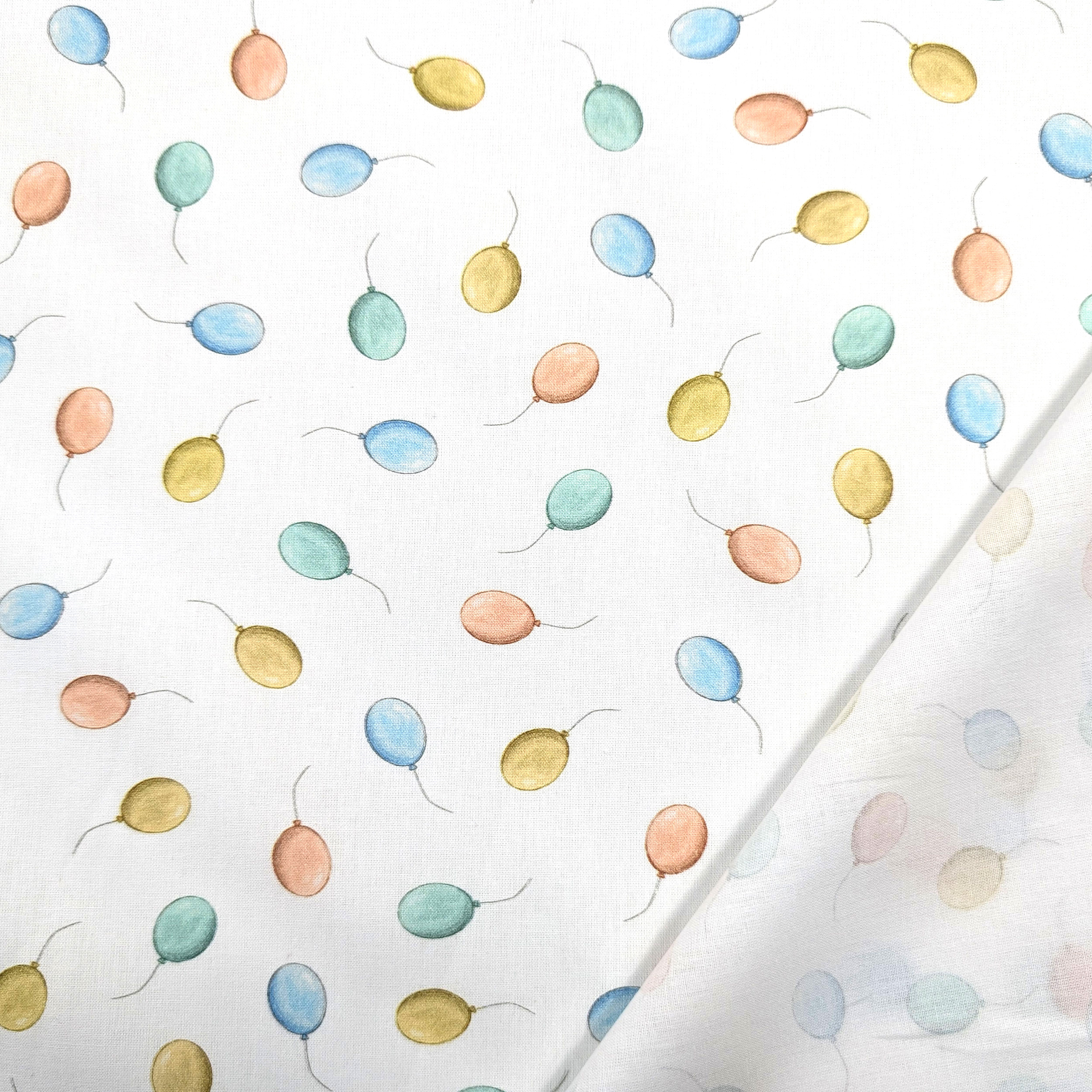 White Percale Cotton Coloured Balloons Image
