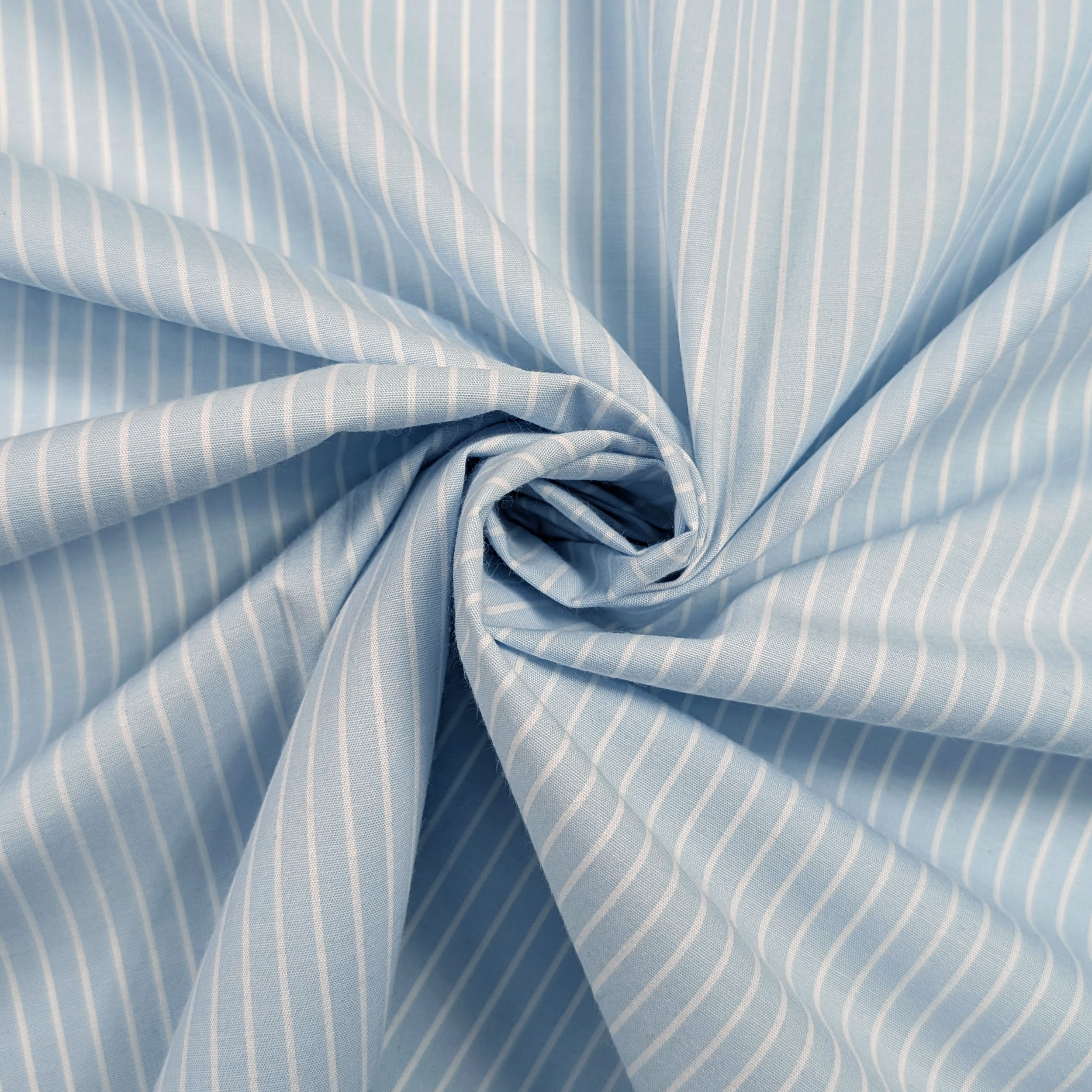 Stretch Cotton for Shirts Light Blue White Stripes Image