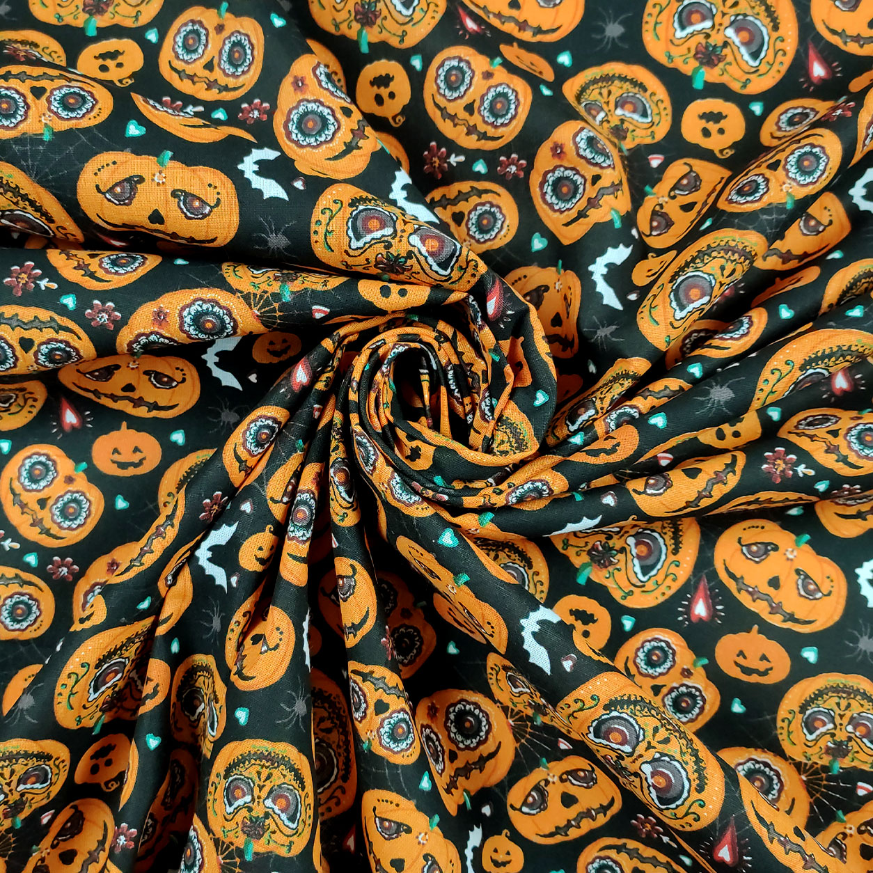 Baumwollstoff Halloween Mexikanische Kürbisse