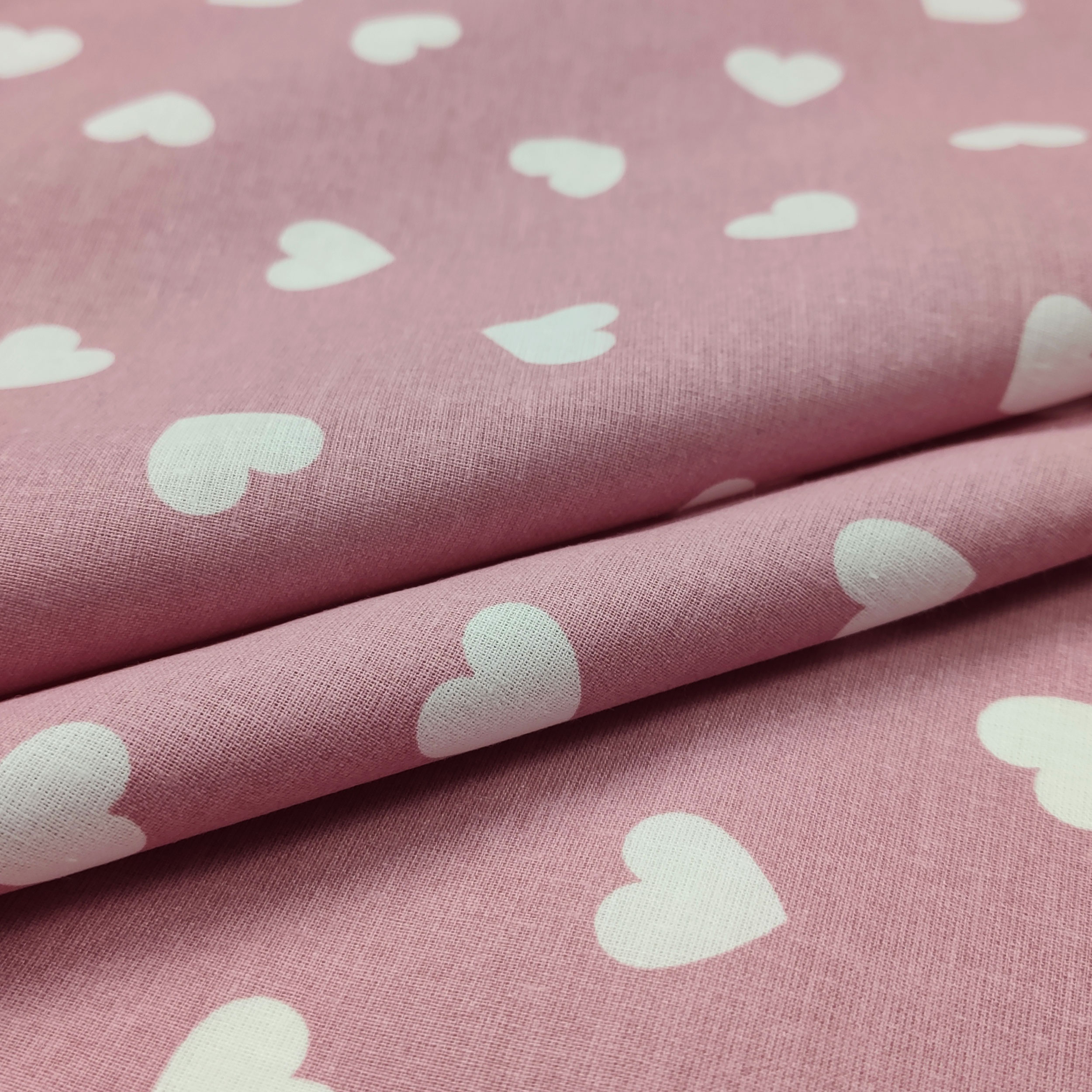 Printed Old Rose Cotton - Hearts