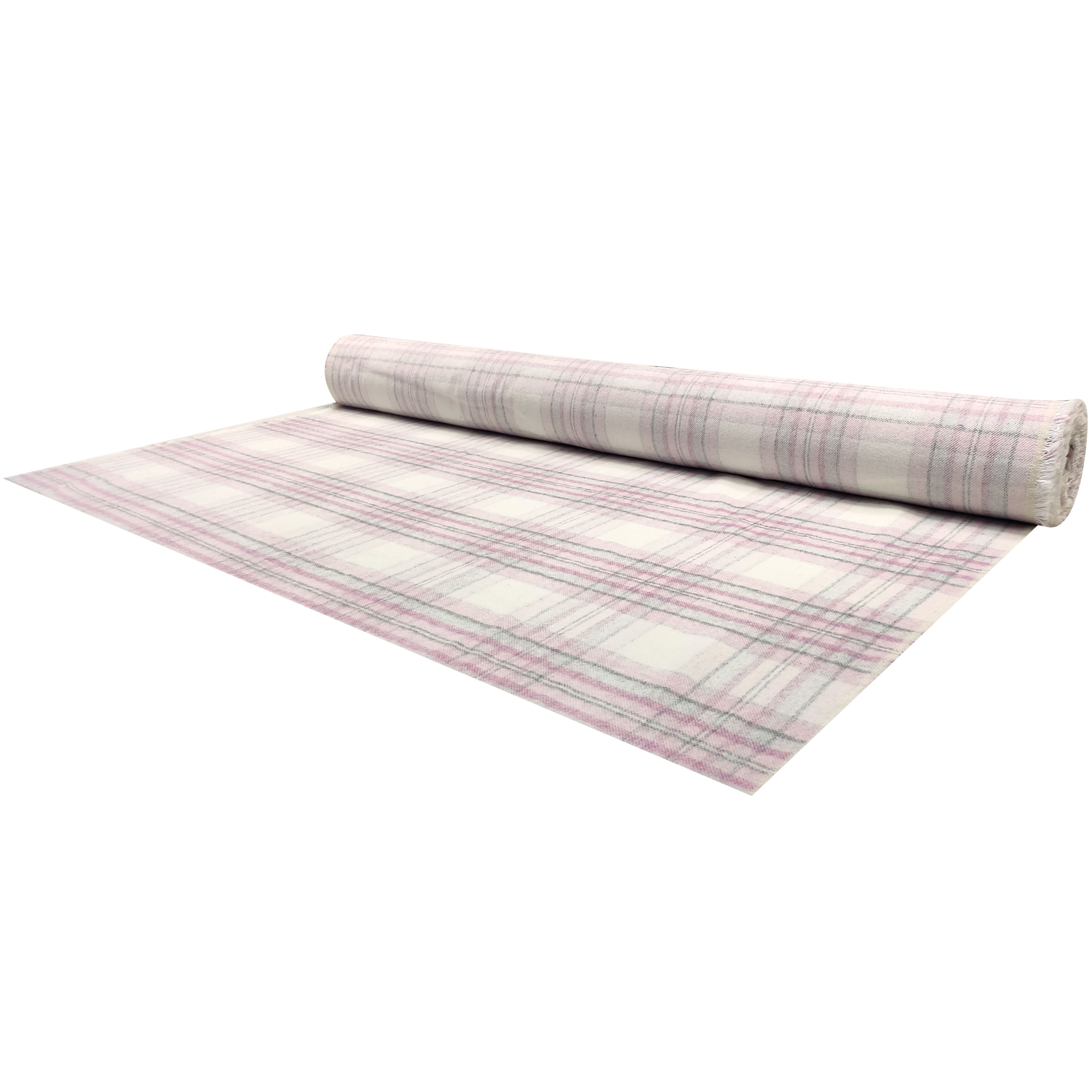 Tartan rose et blanc en coton mélangé lourd