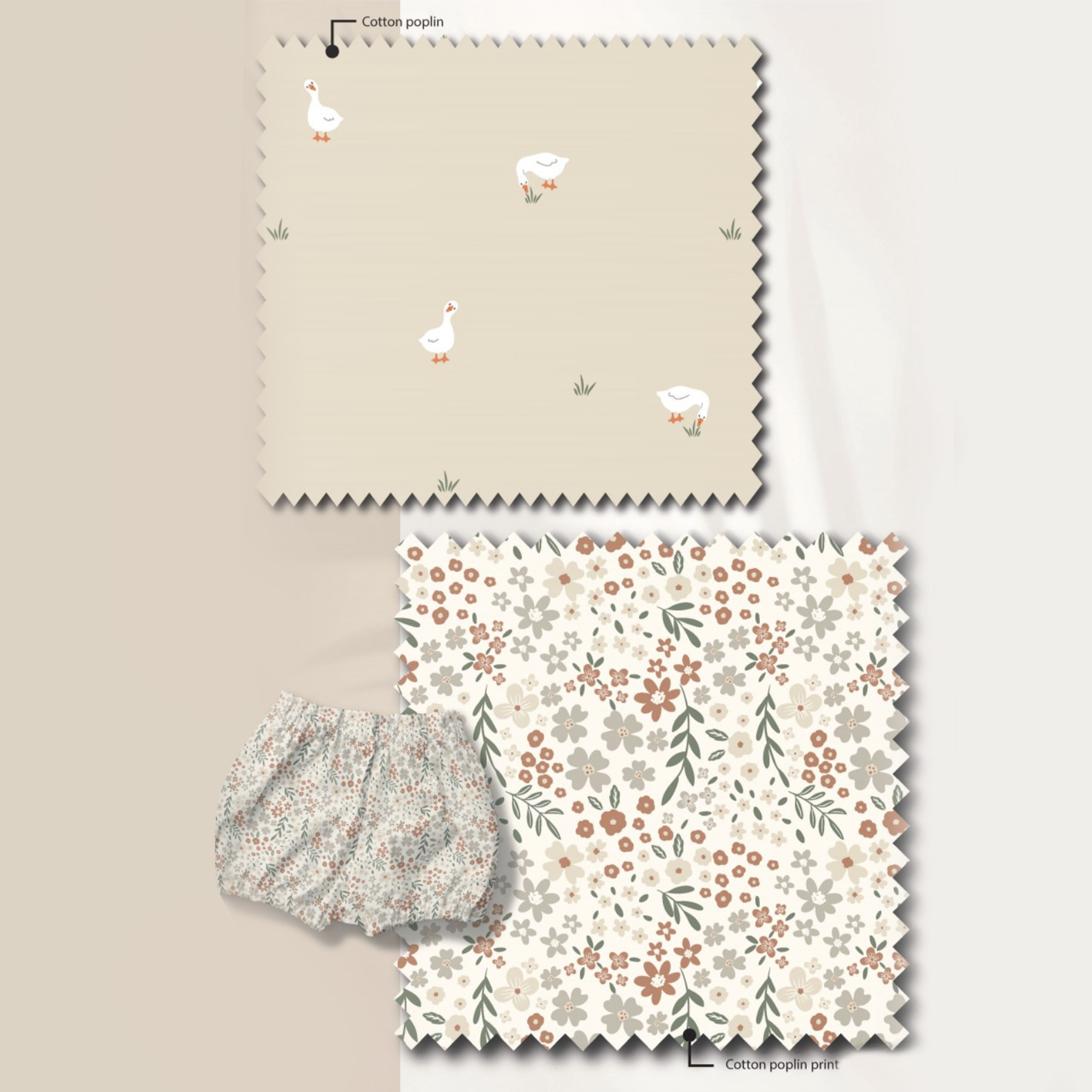 Cotton Poplin with Sweet Geese