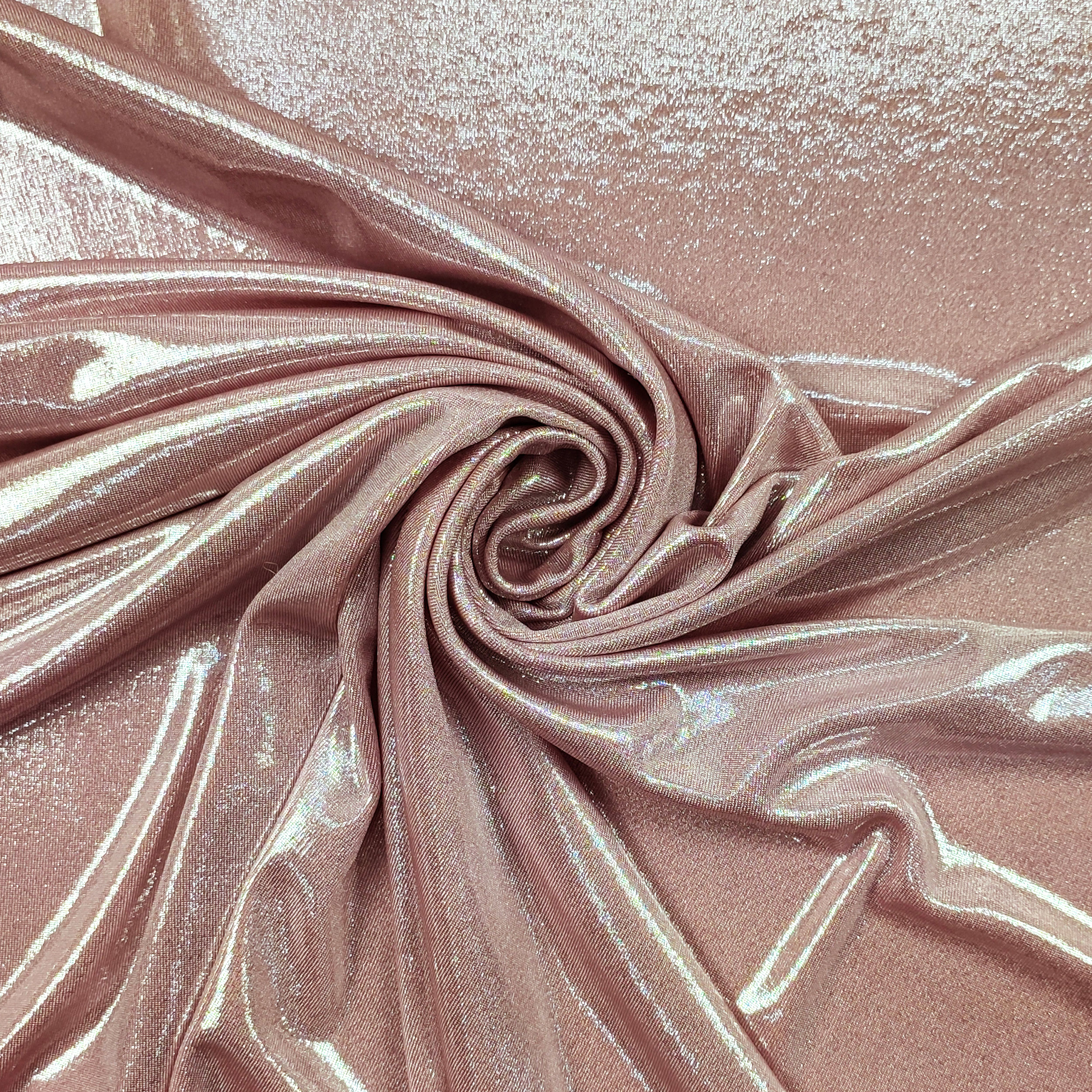 Hologram Foil Pink Stretch Spandex Fabric Image