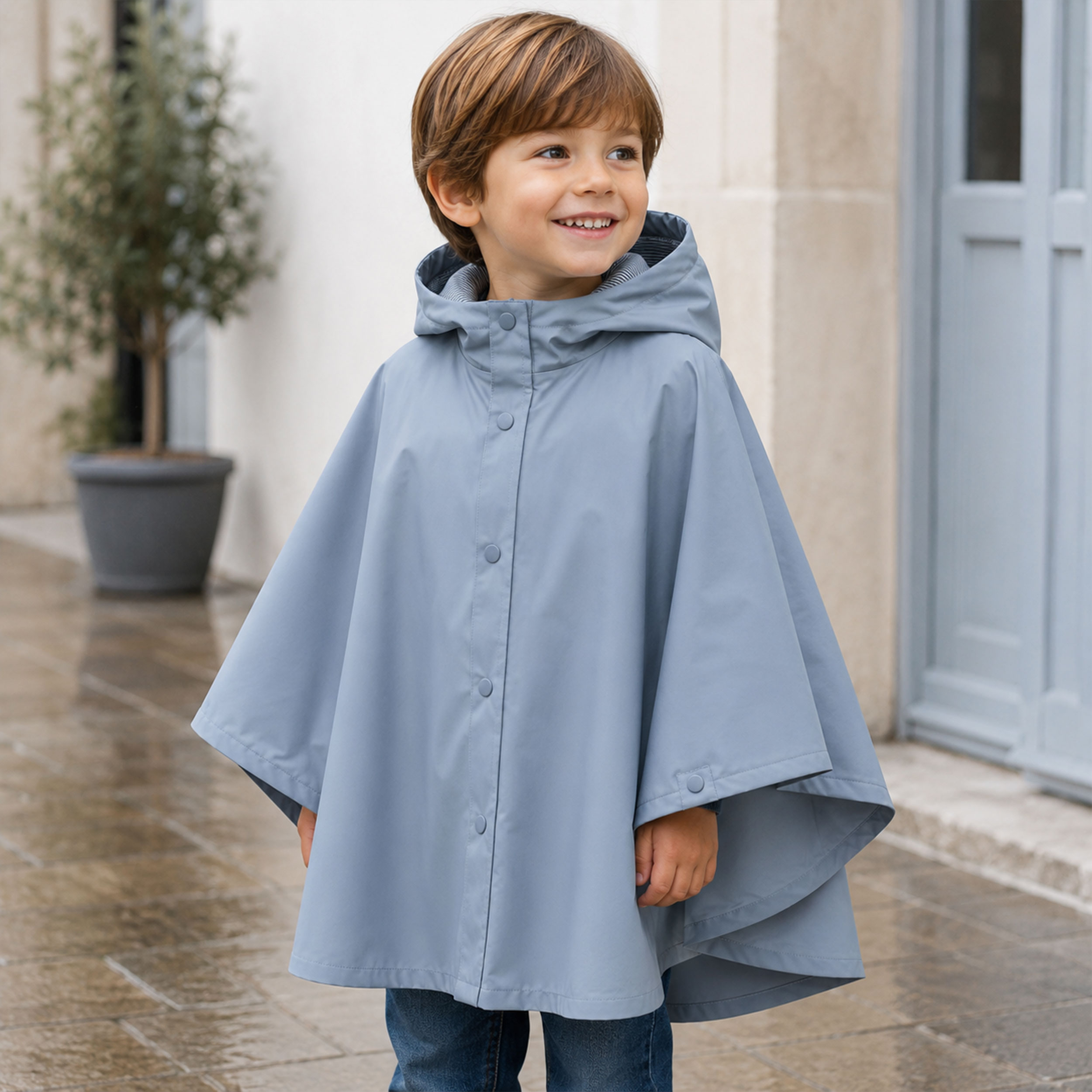 Plain Light Blue Raincoat Image