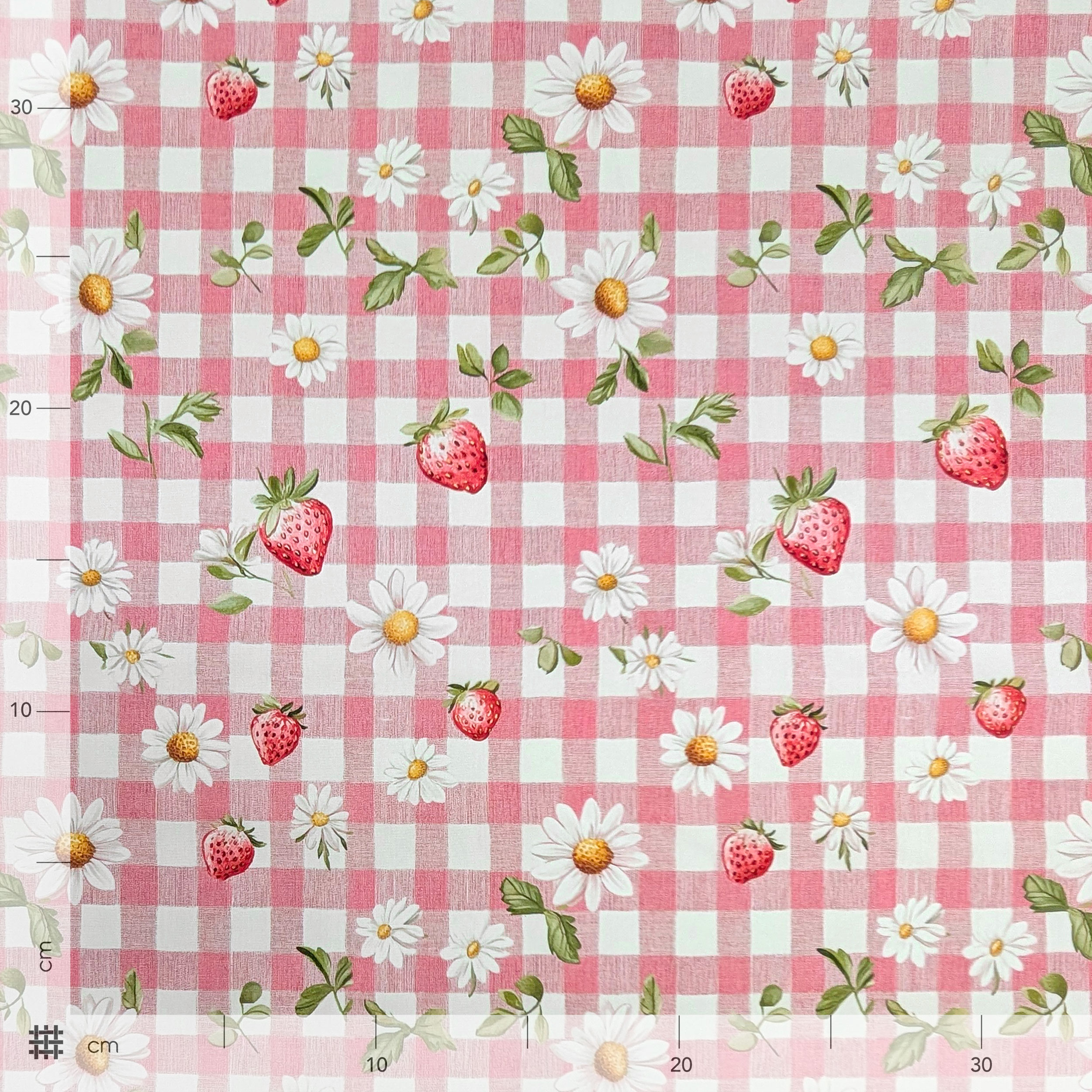 Pink and Strawberry Check Cotton Poplin Image