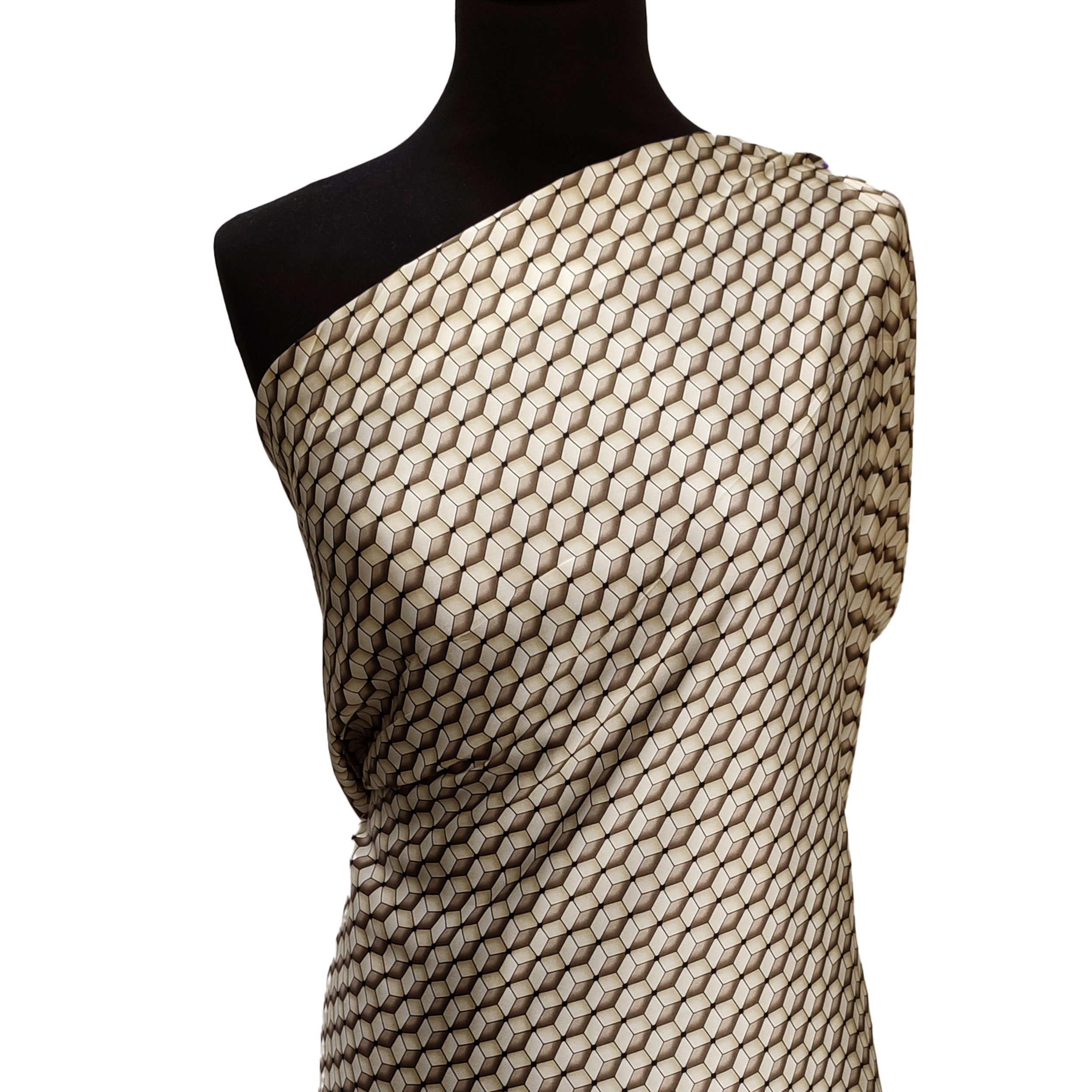 Satin Fashion Geometries Beige and Dove Grey