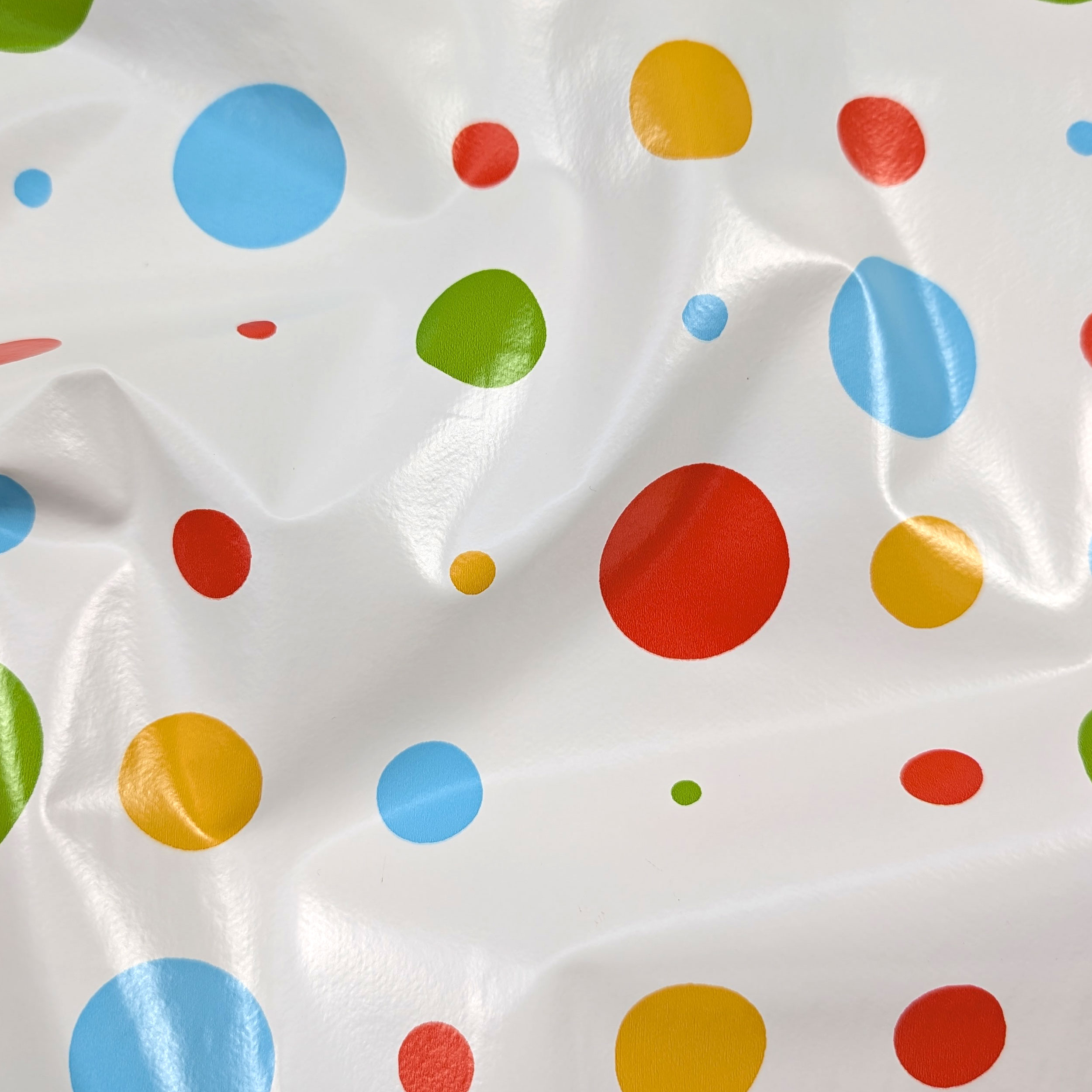 Coloured Polka Dot Plasticised Tablecloth Fabric Image