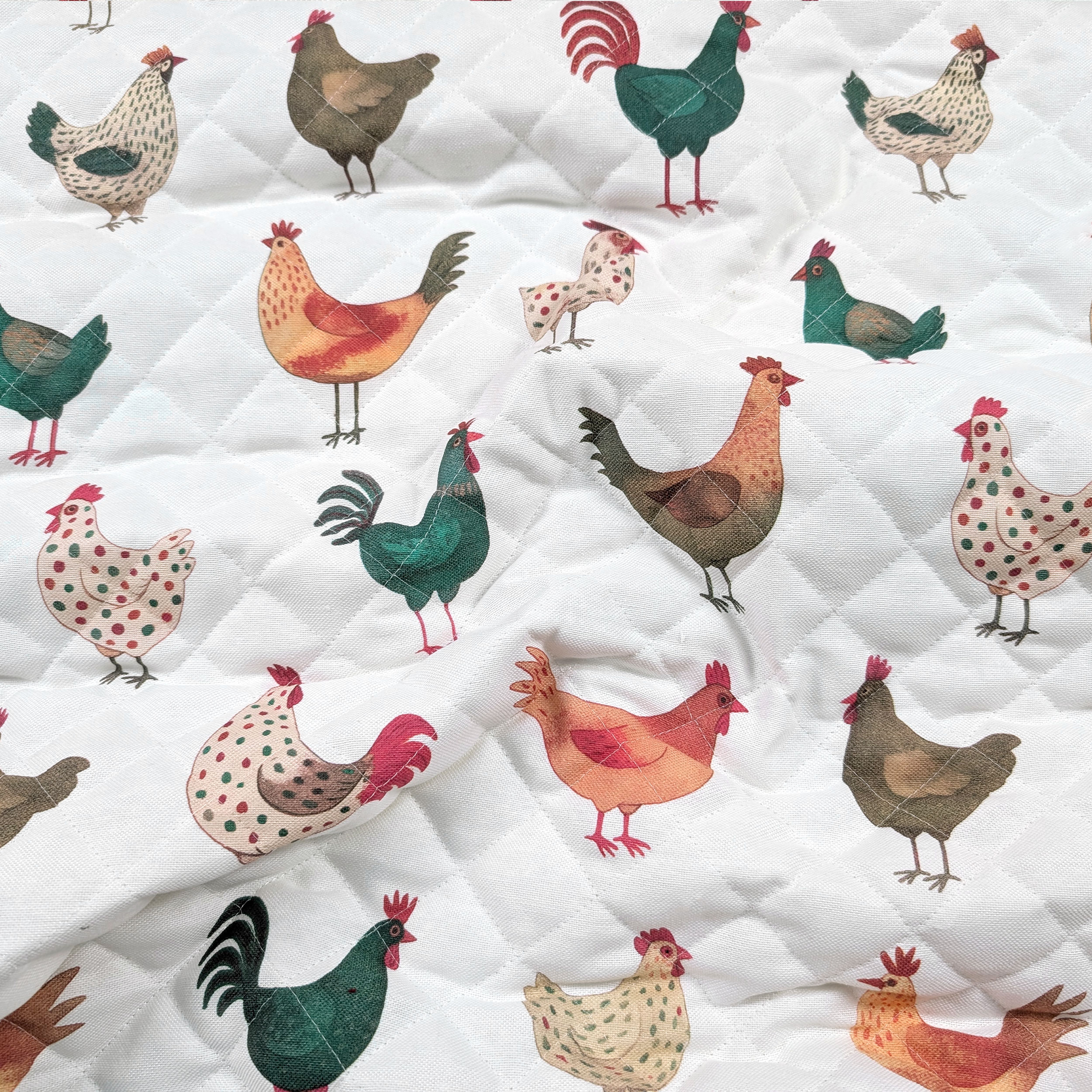 White Quilted Fabric Hens Image