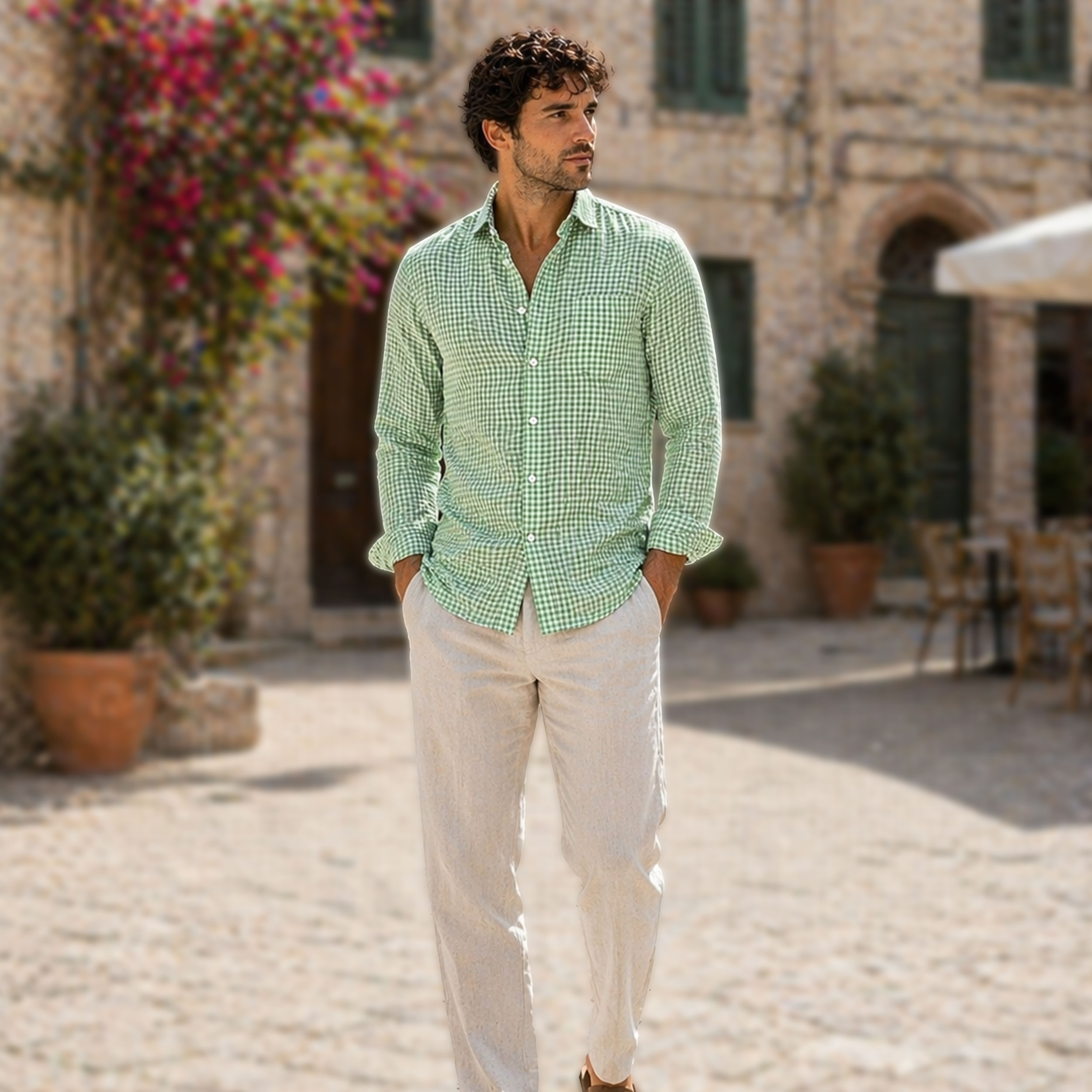 Light Green Quadrettini Shirting Cotton Image