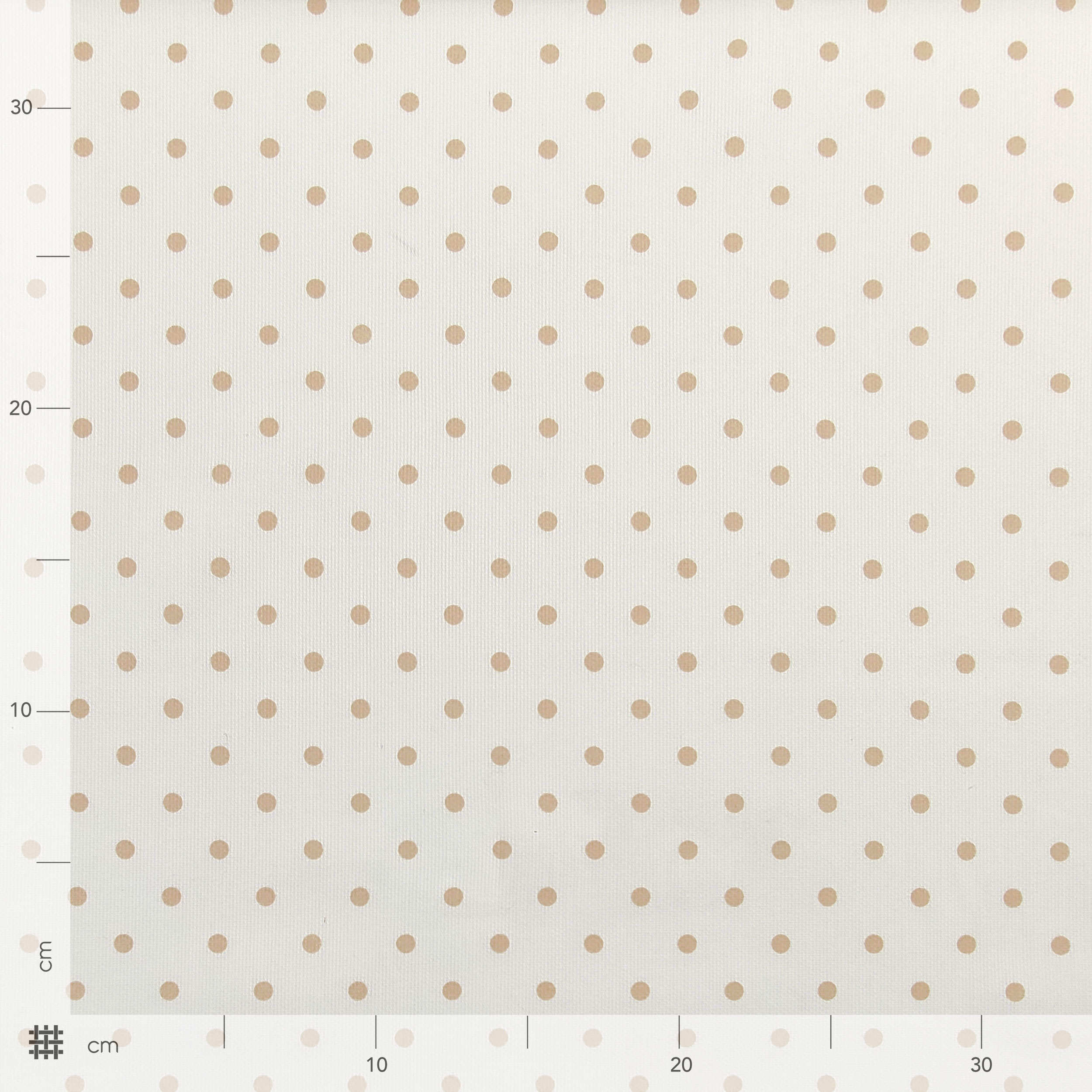 Cotton Piquet Fabric with Beige Polka Dots
