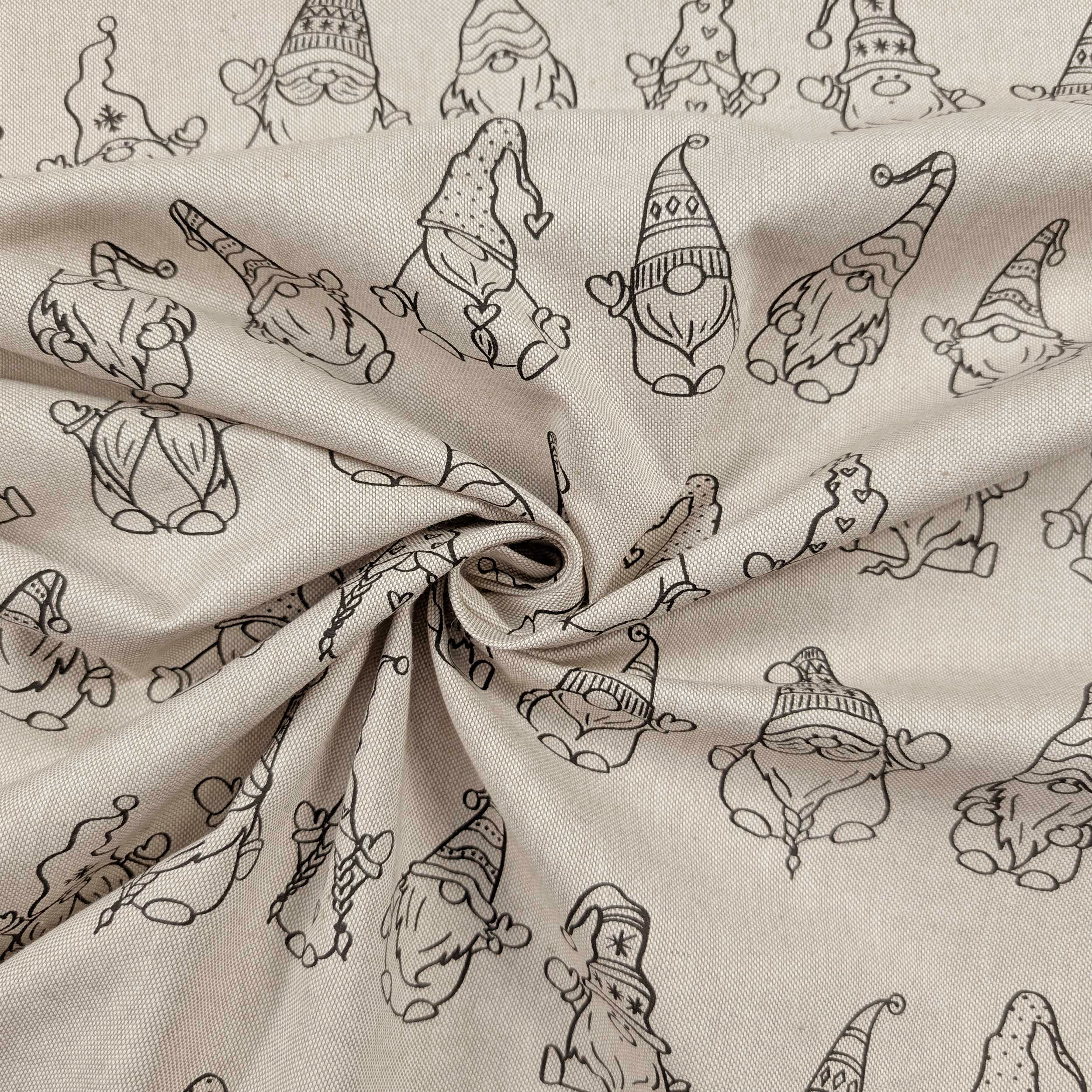 Panama fabric with Christmas gnome pattern Image