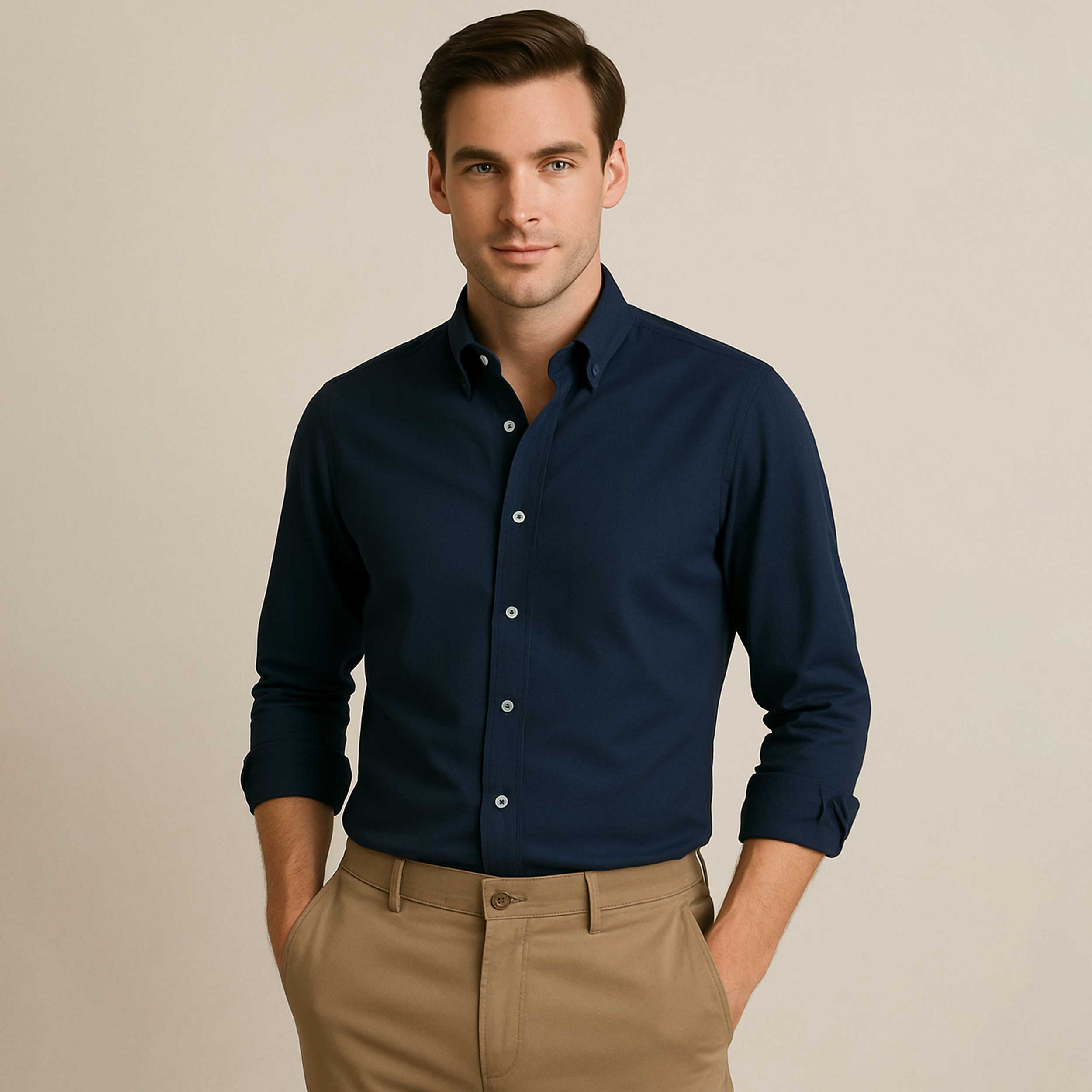 Brennet Swiss No Iron Blue Shirt Cotton Image