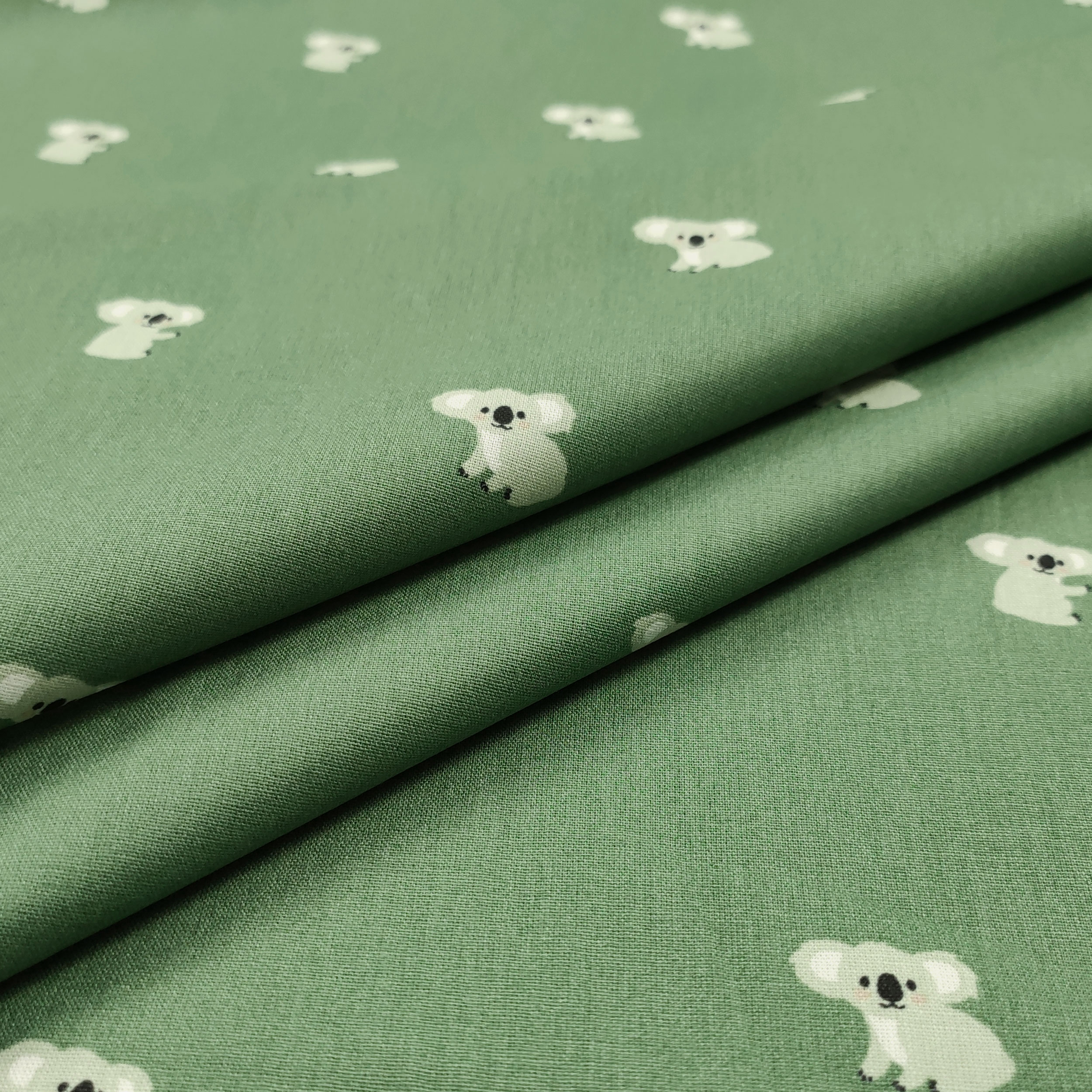 Popeline de coton Koala Fond vert