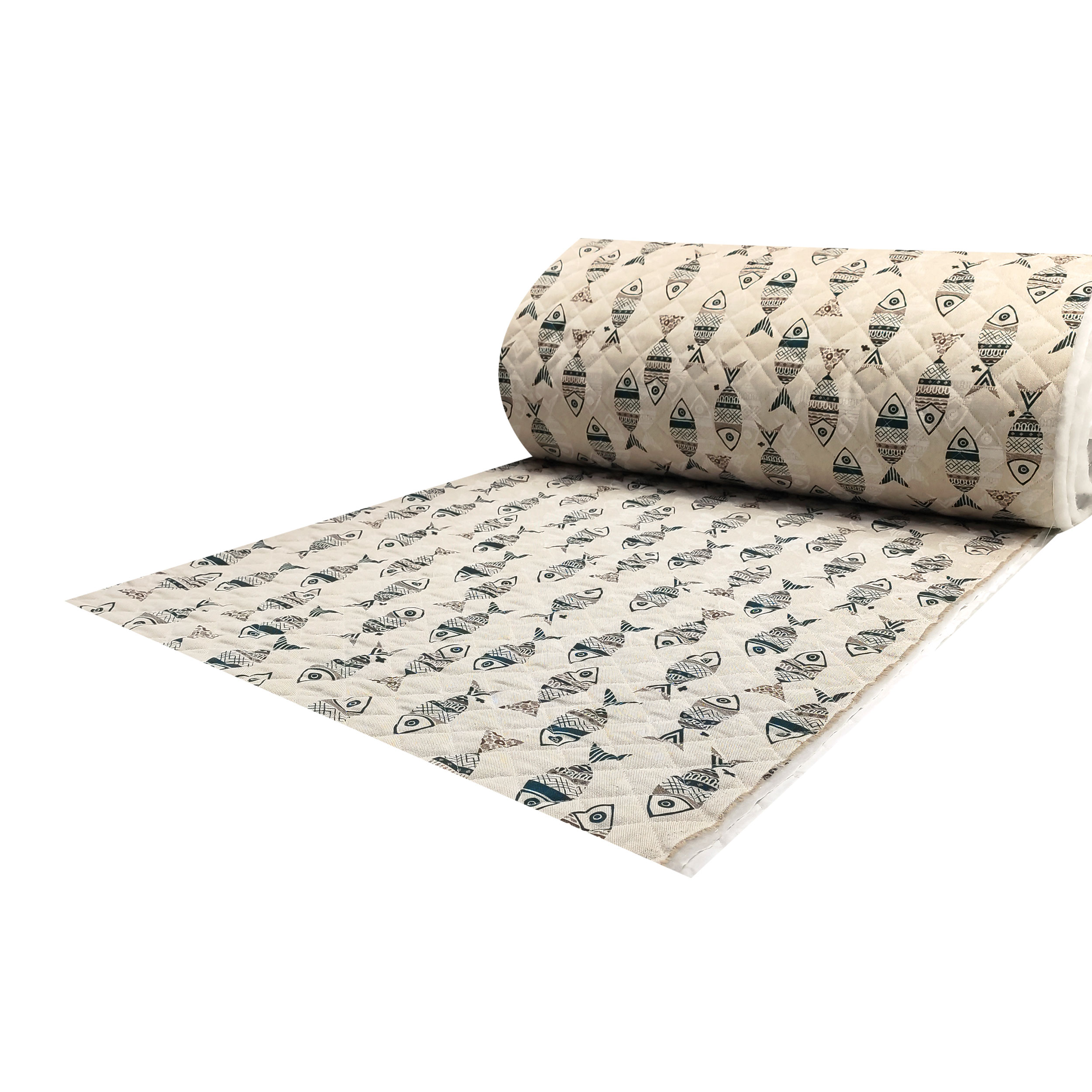 Quilted Fabric Fish Background Beige