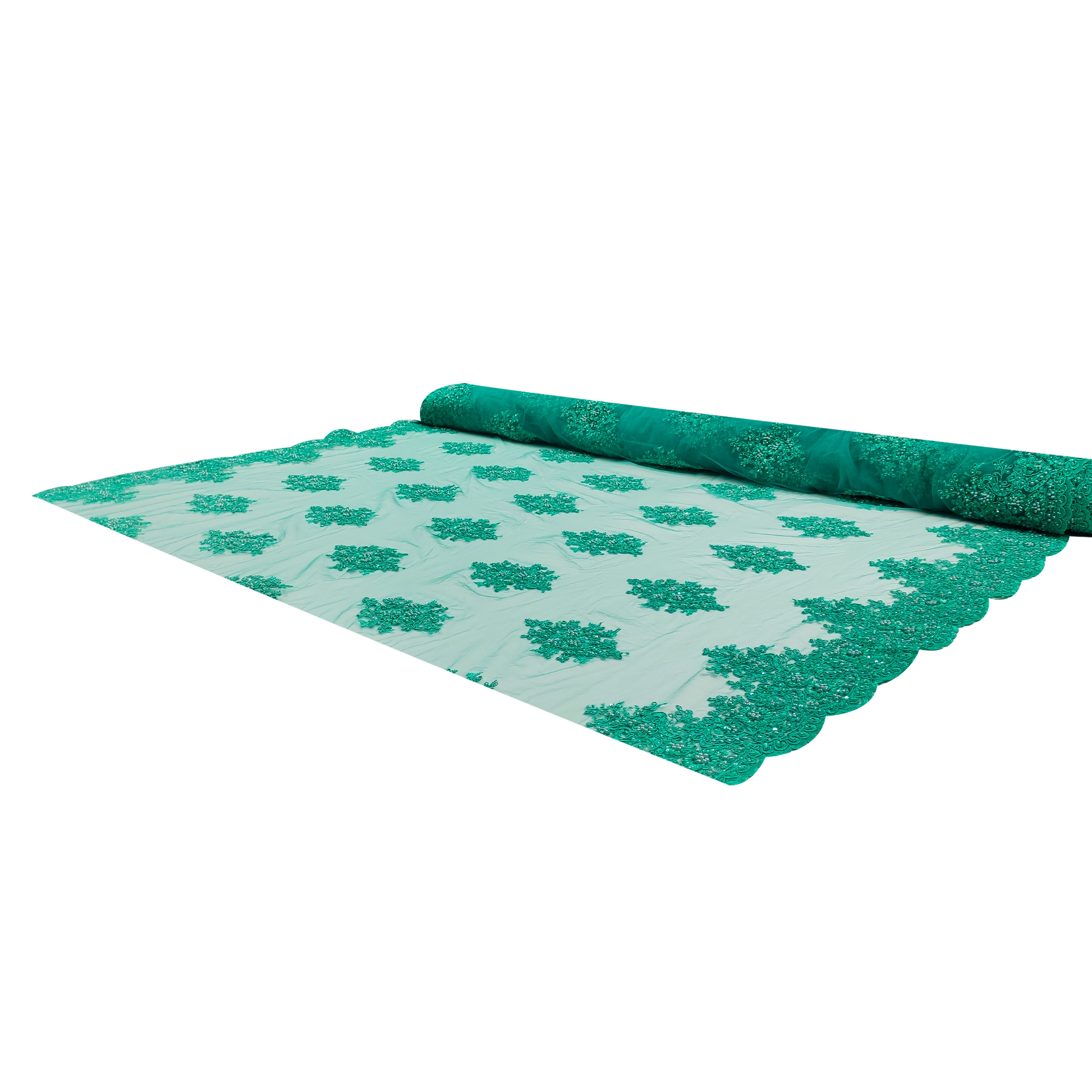 Tulle brodé de perles Lux Emerald Green