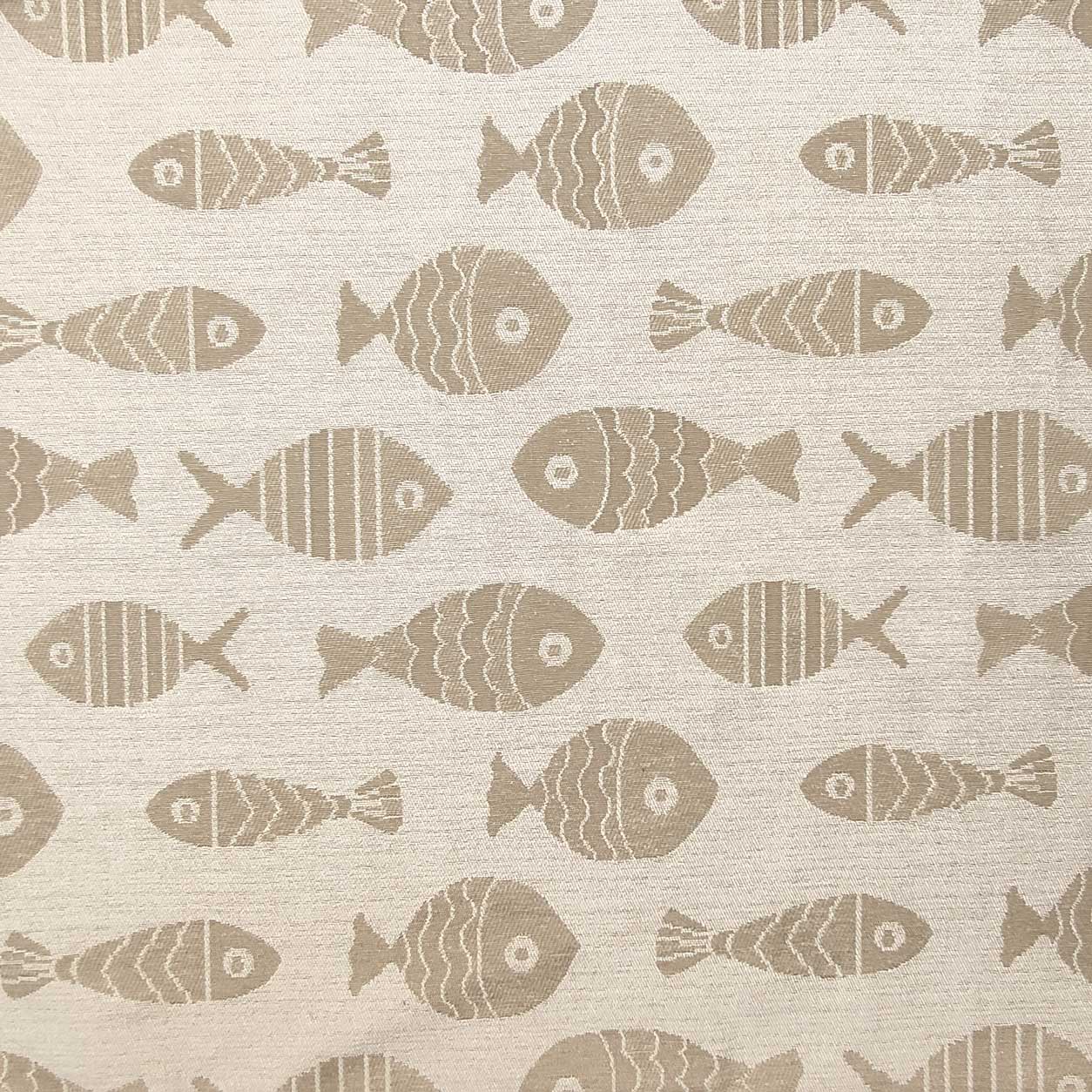 Upholstery Reversible Brocade - Cream, Rope Fishes
