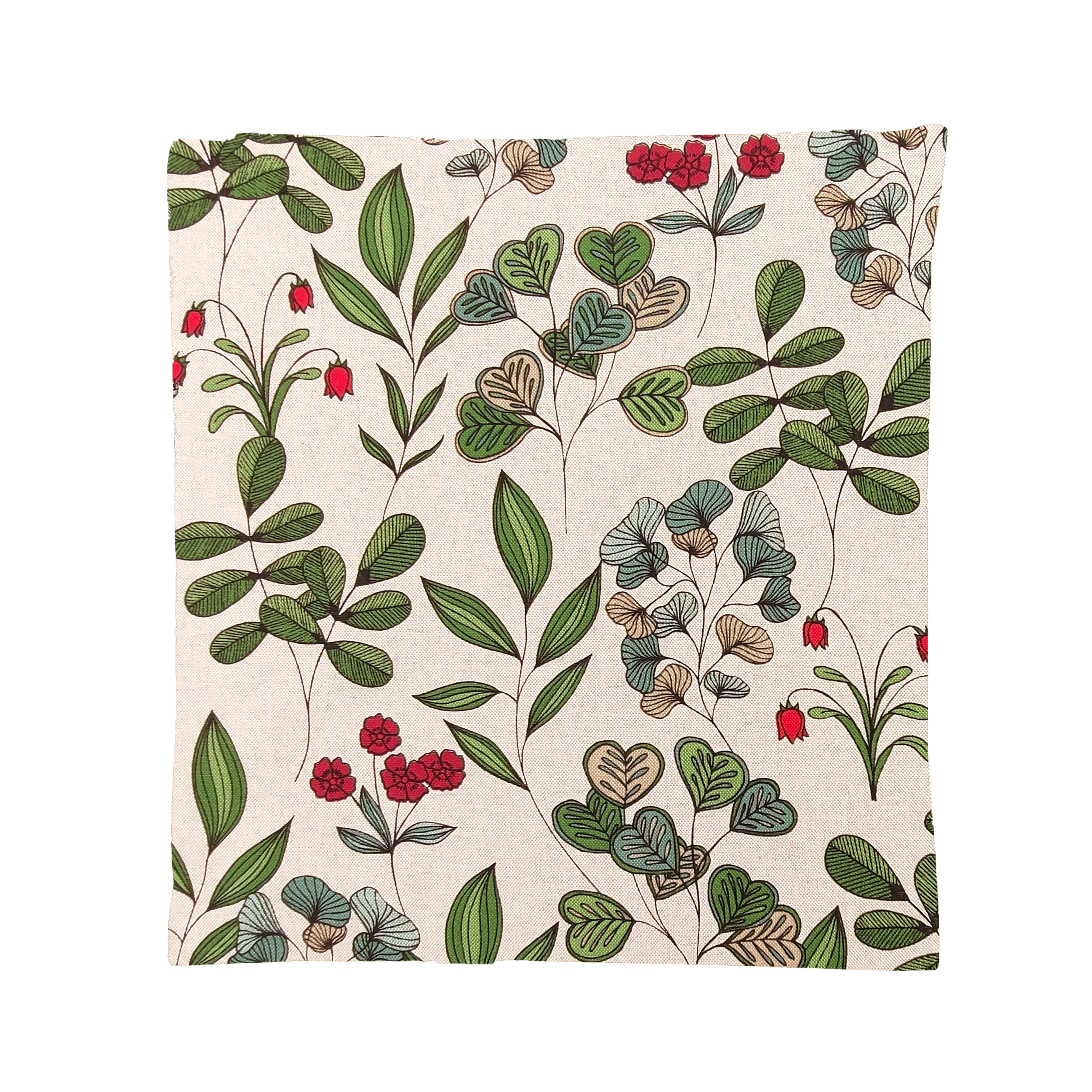 Taie d'oreiller à feuilles et fleurs rouges