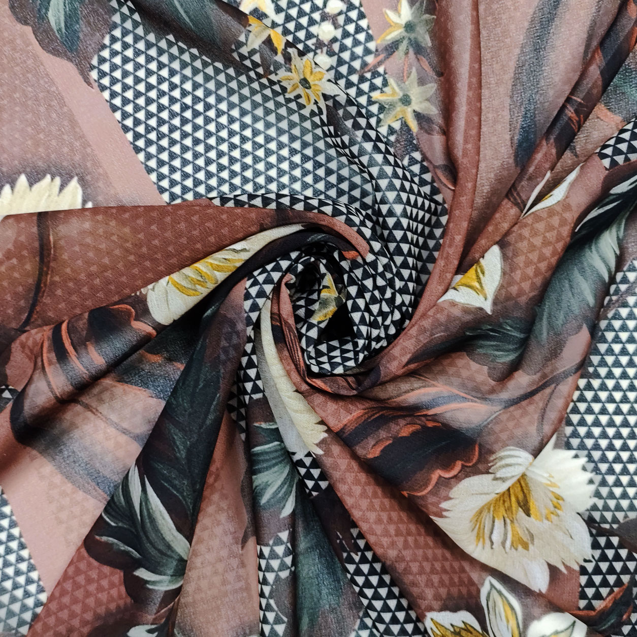 stoffa-voile-geometria-floreale-marrone