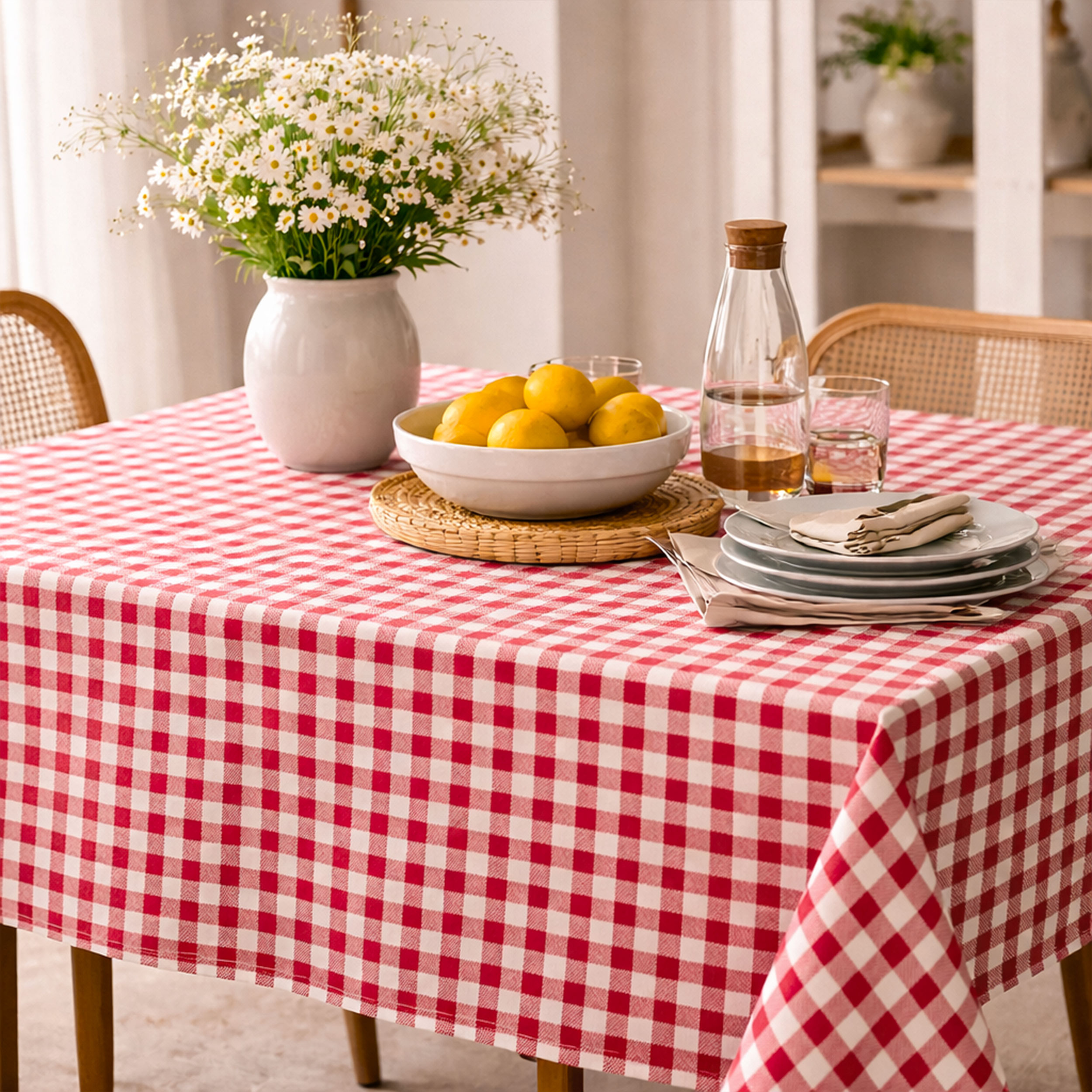 Washed Cotton Yarn Dyed Red Check Image