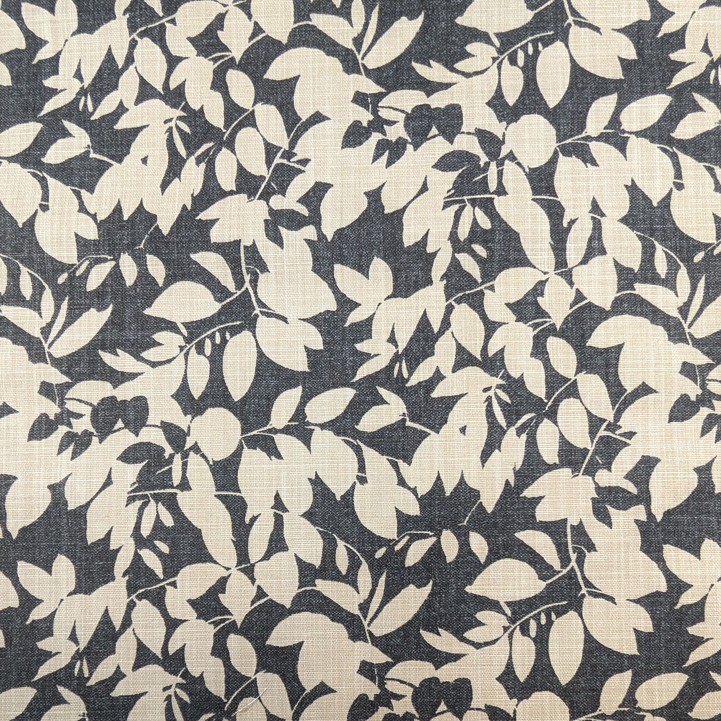 Cotton Linen Decor Leaves Background Anthracite Image