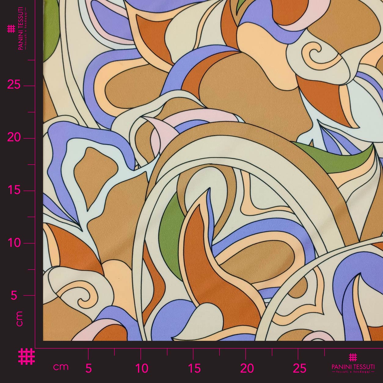 Tela Maglin con estampado abstracto Tonos beige y morado Image