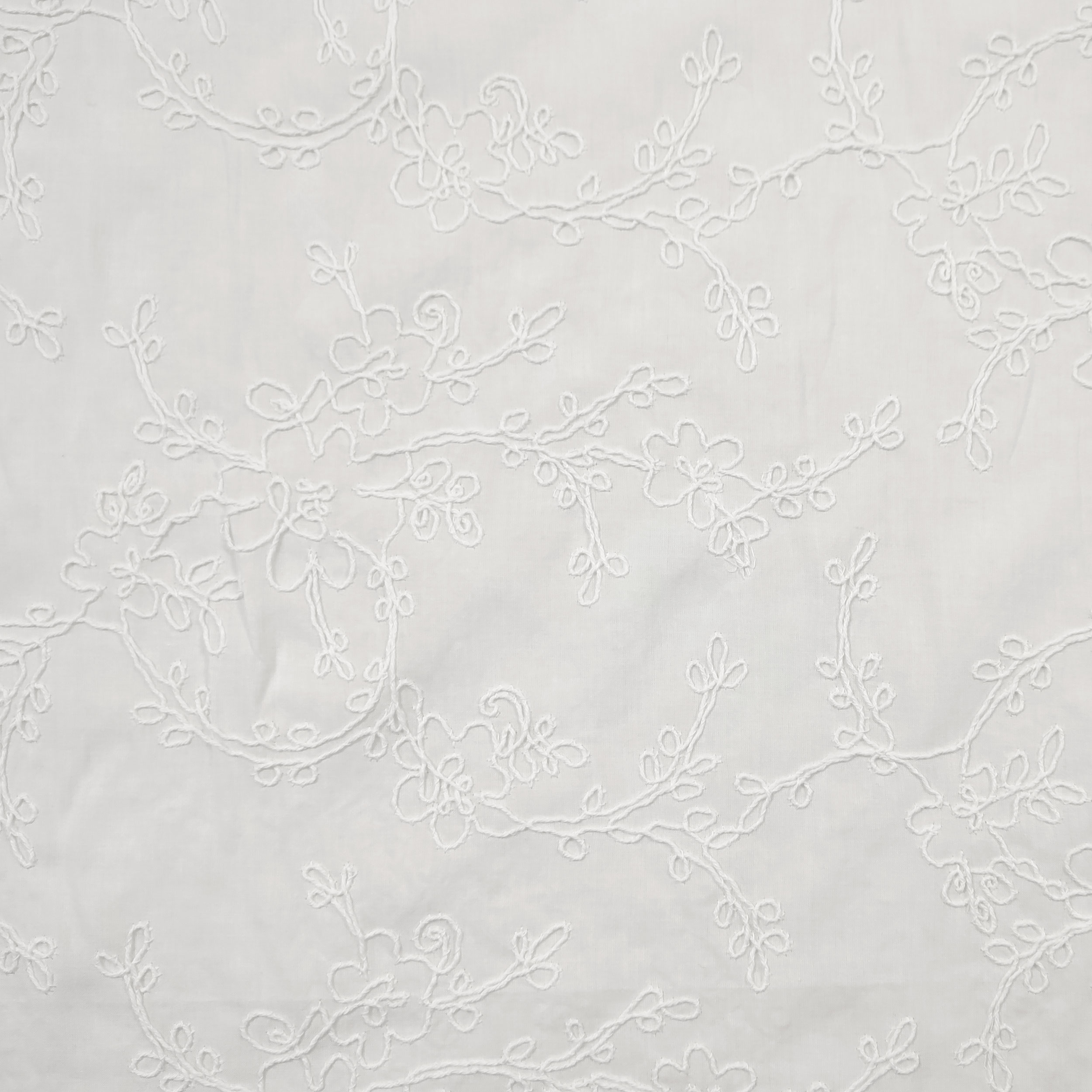 White Cotton Sangallo Floral Embroidery