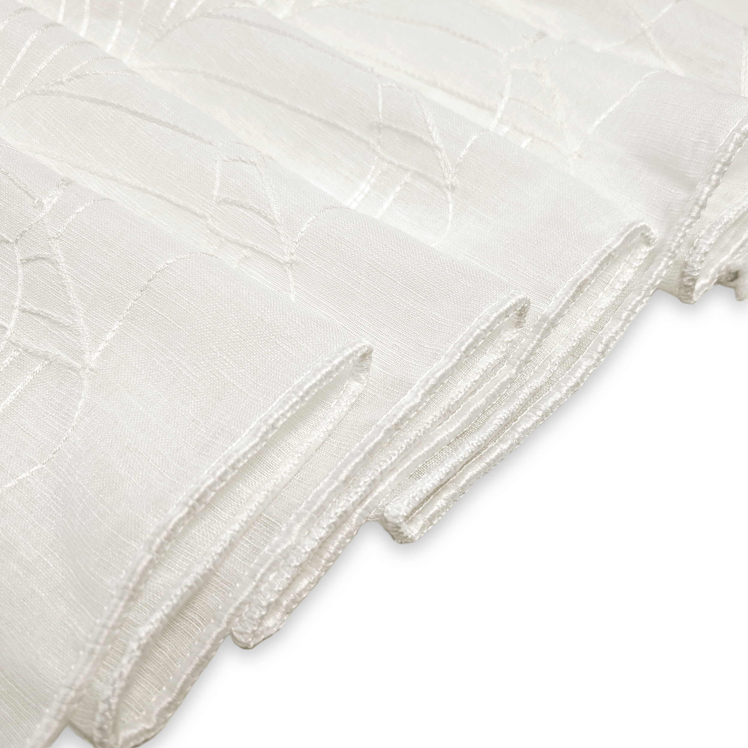 Abstract White Floral Curtain Fabric Image
