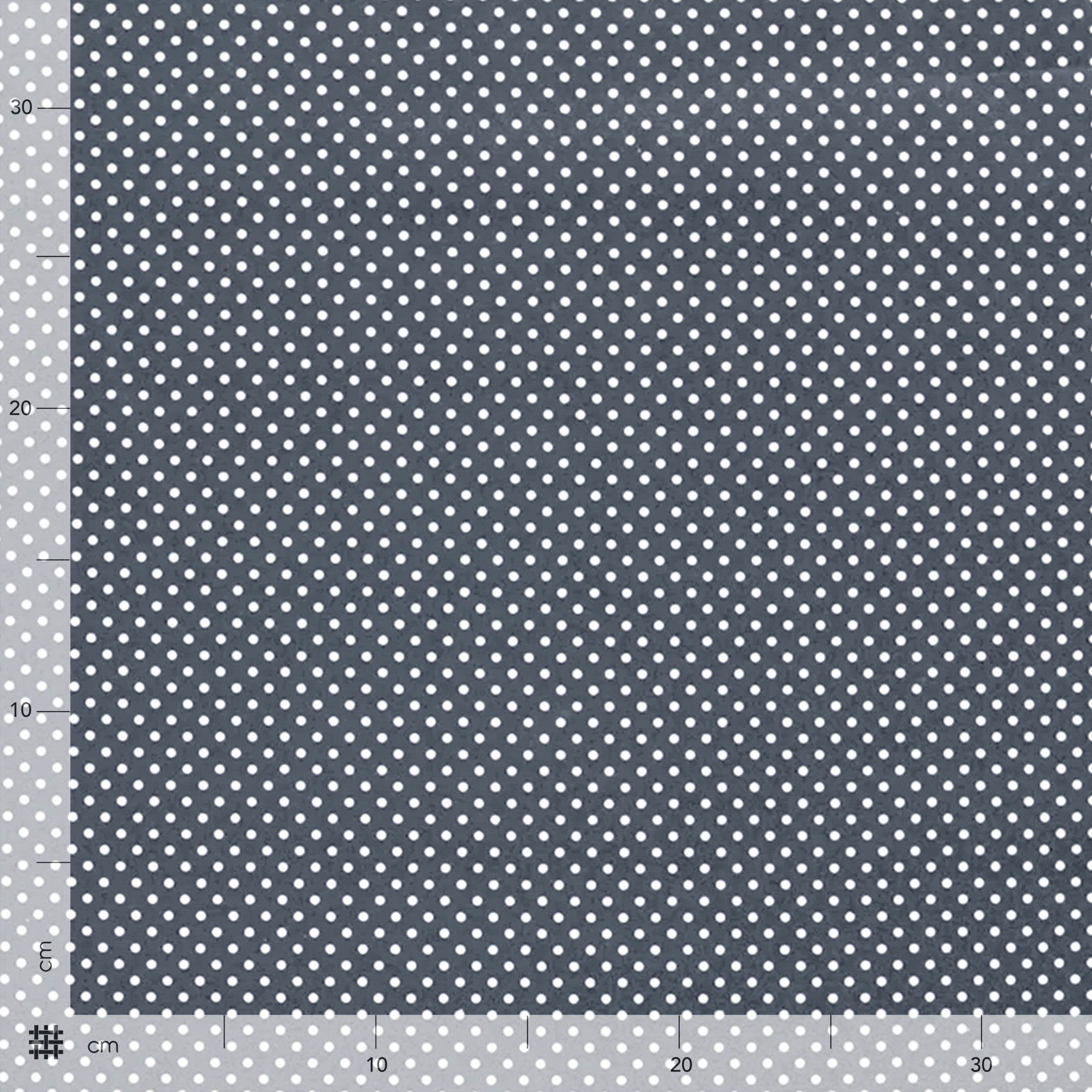 Tissu de coton gris à pois blancs