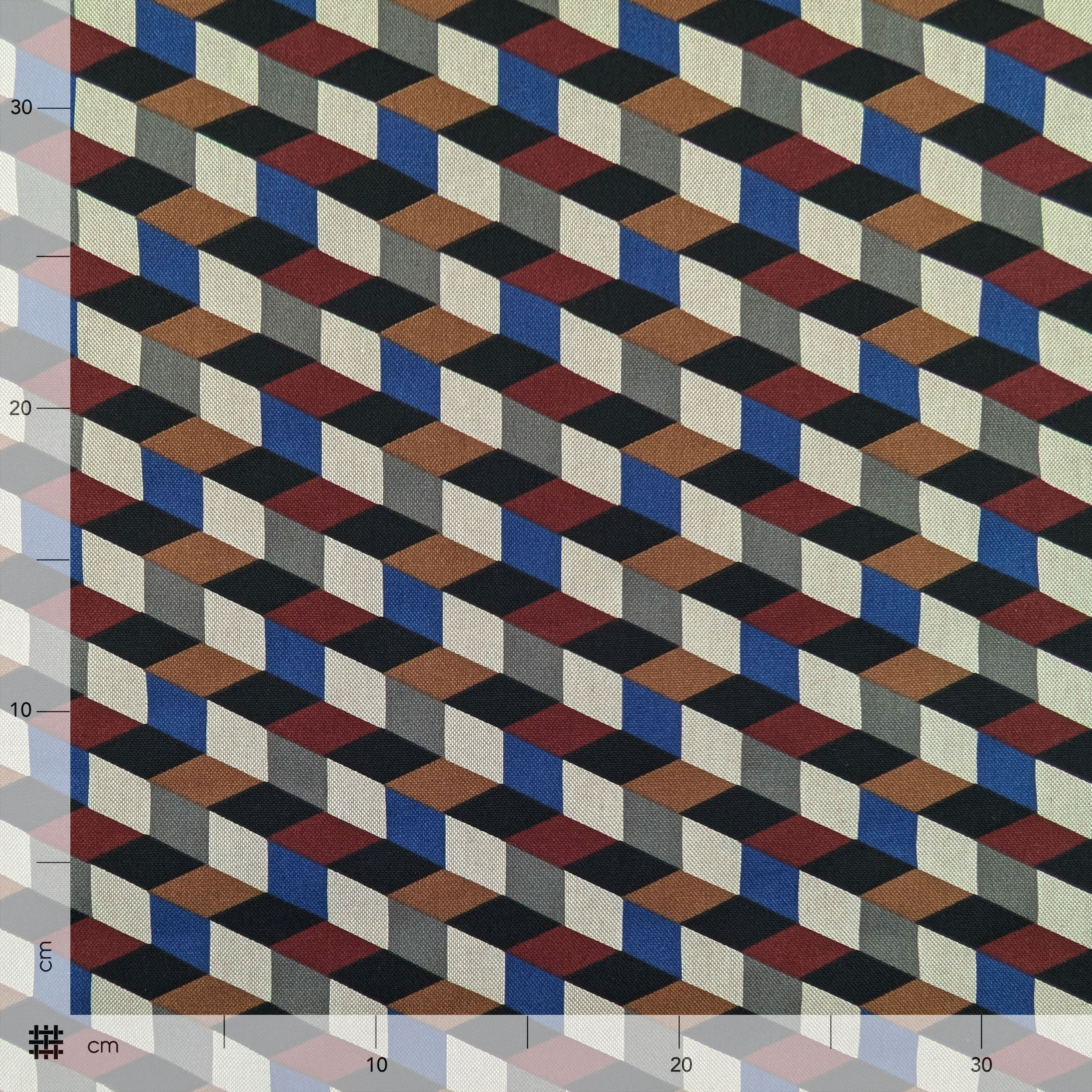 Panama Fabric Cubes Illusion Cool Tones Image