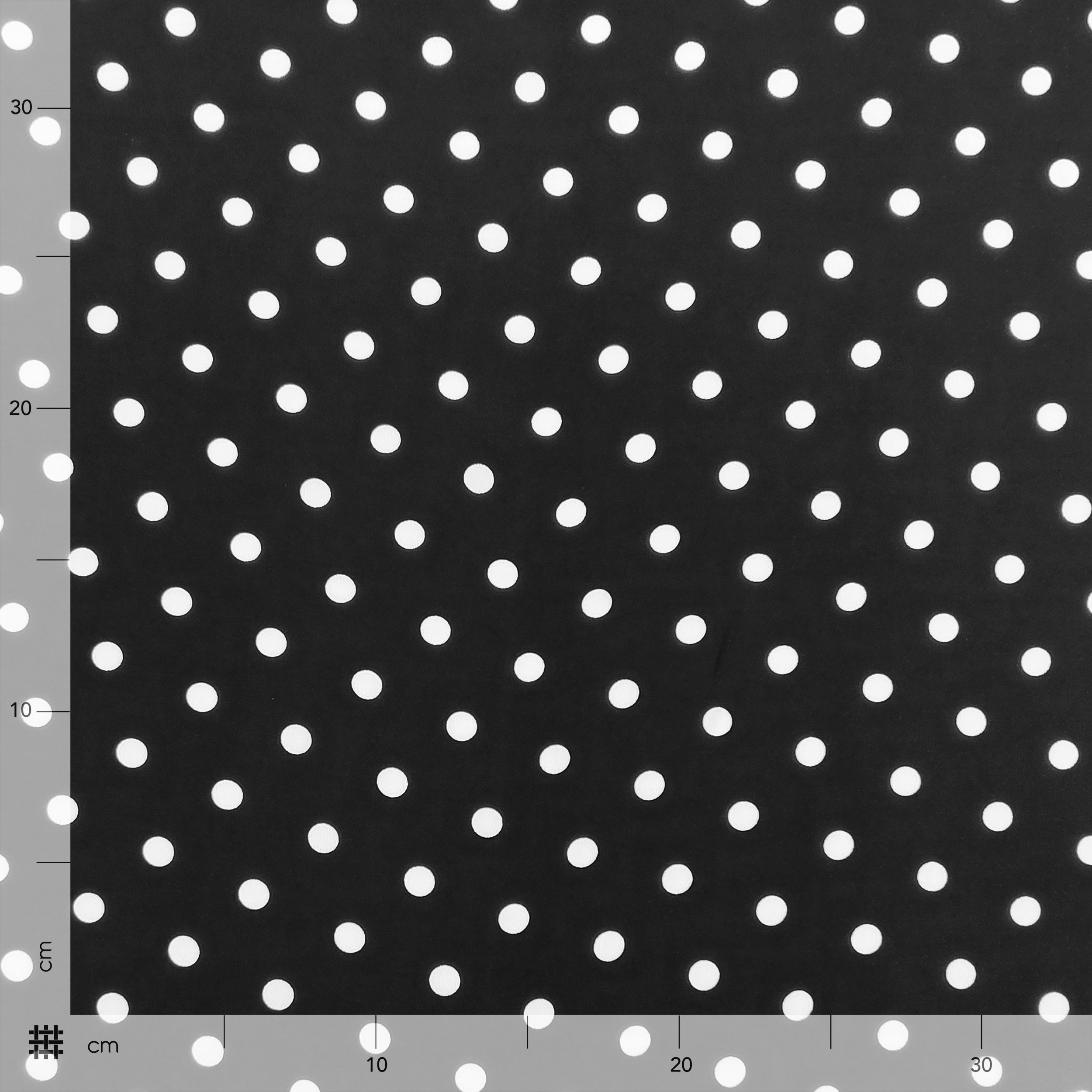 Comfort Viscose Silk White Polka Dot Black Background