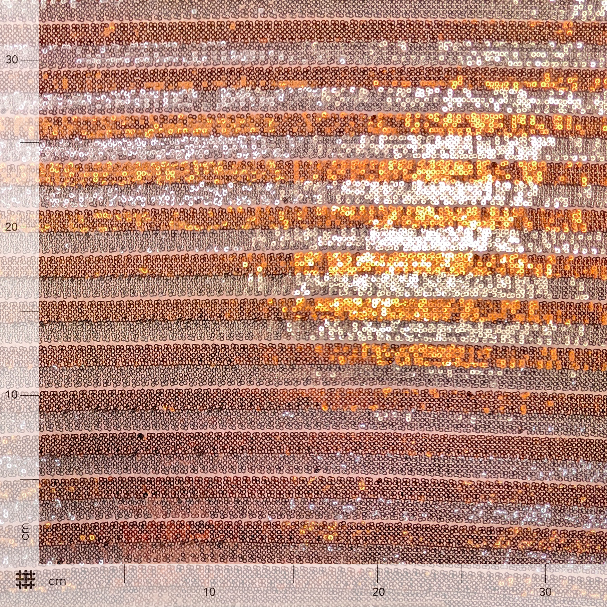 Peach Striped Sequin Fabric Image