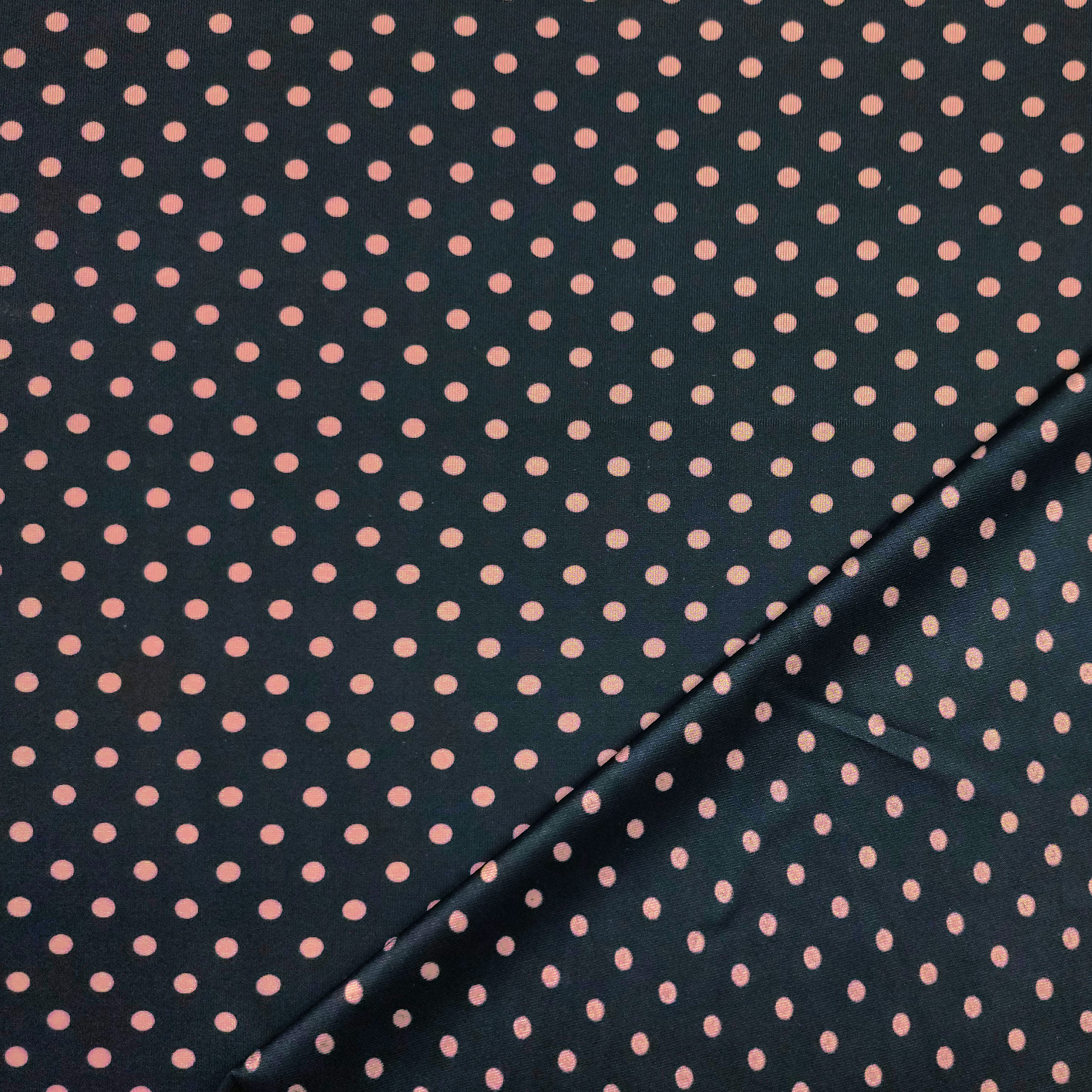 Viscose Silk Jersey Polka Dot Pink Antique Blue Background