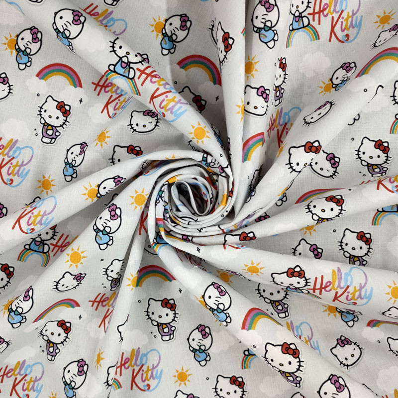 Tessuto Cotone Hello Kitty Grigio
