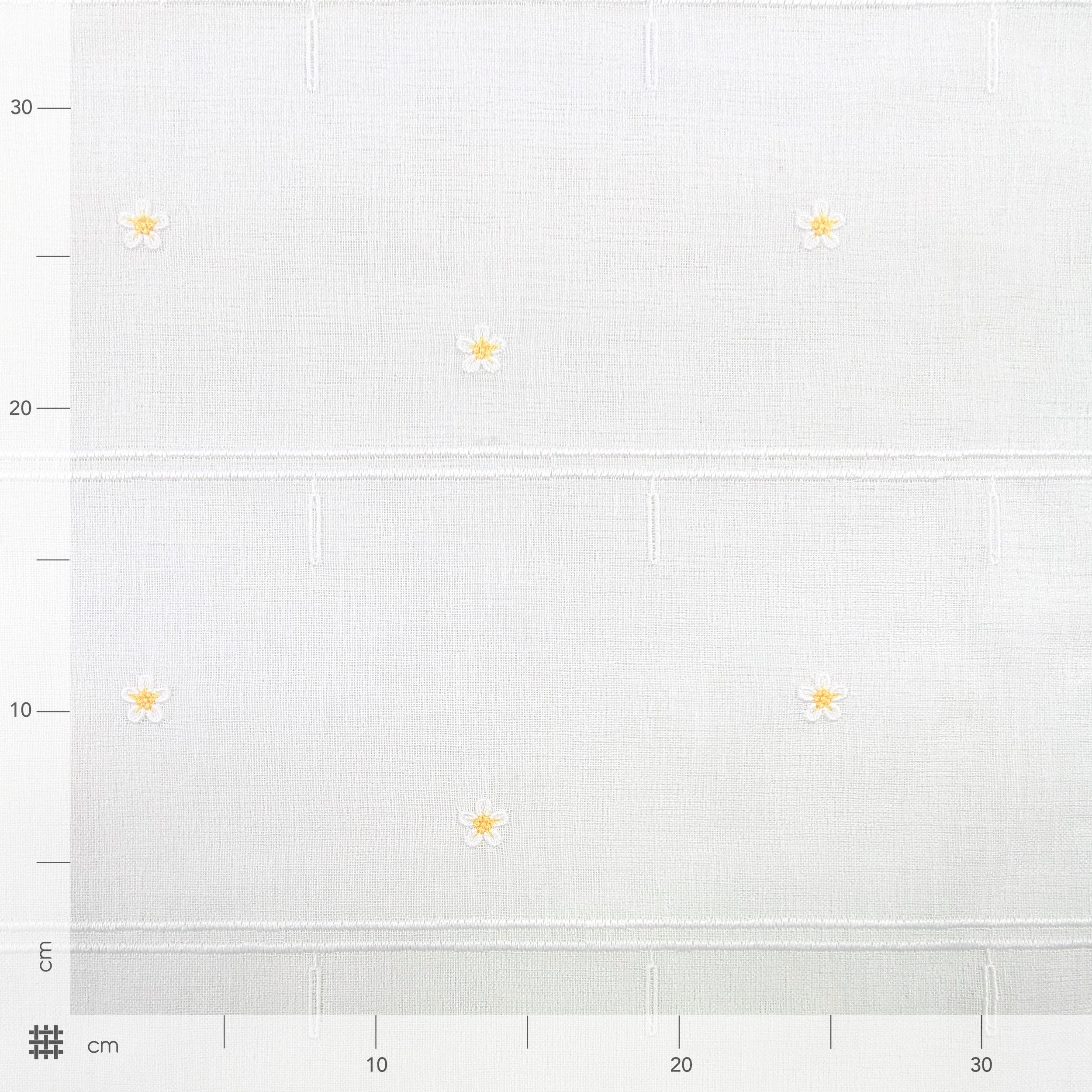 Modular Curtain Fabric with Embroidered Daisies Image
