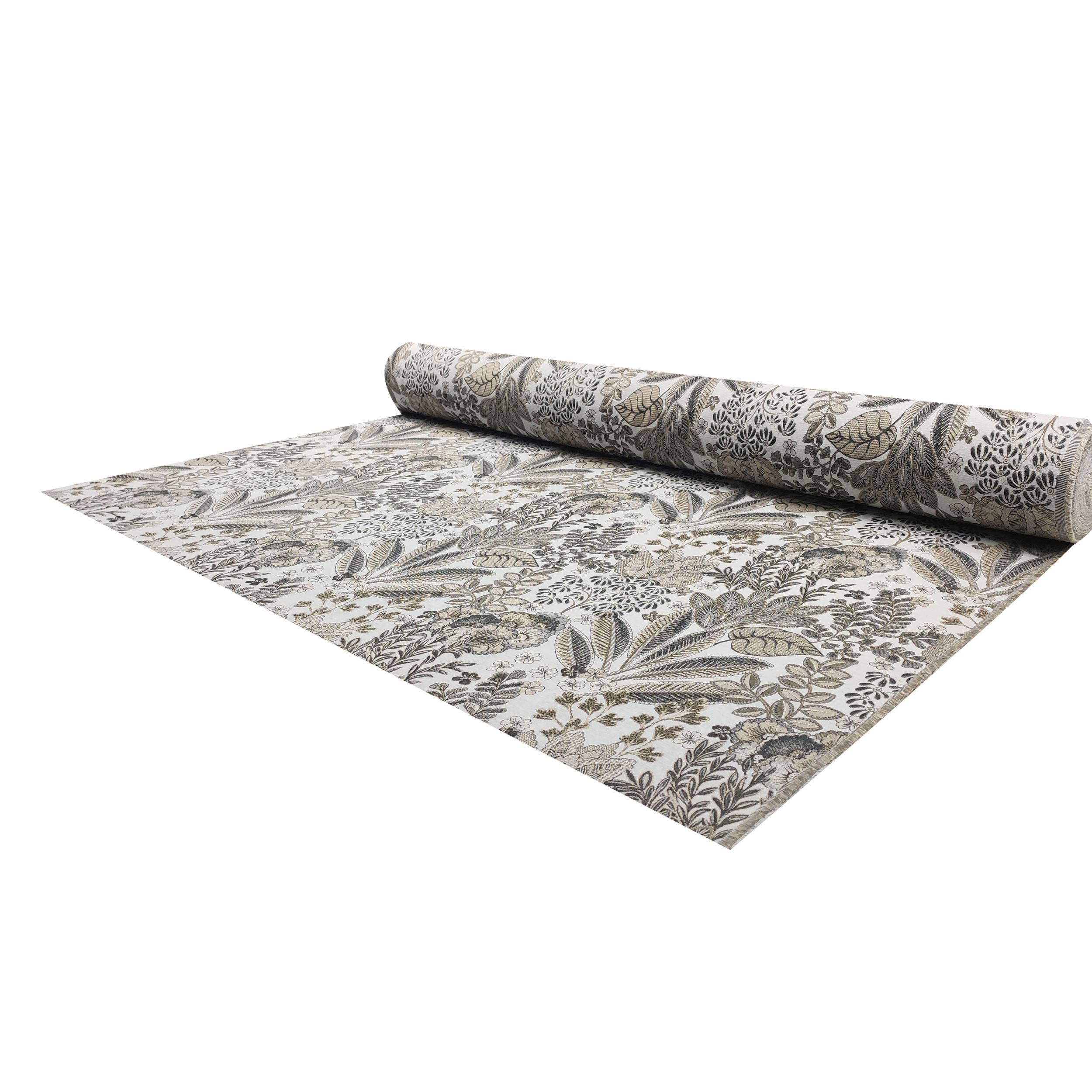 Tissu jacquard floral aux tons neutres