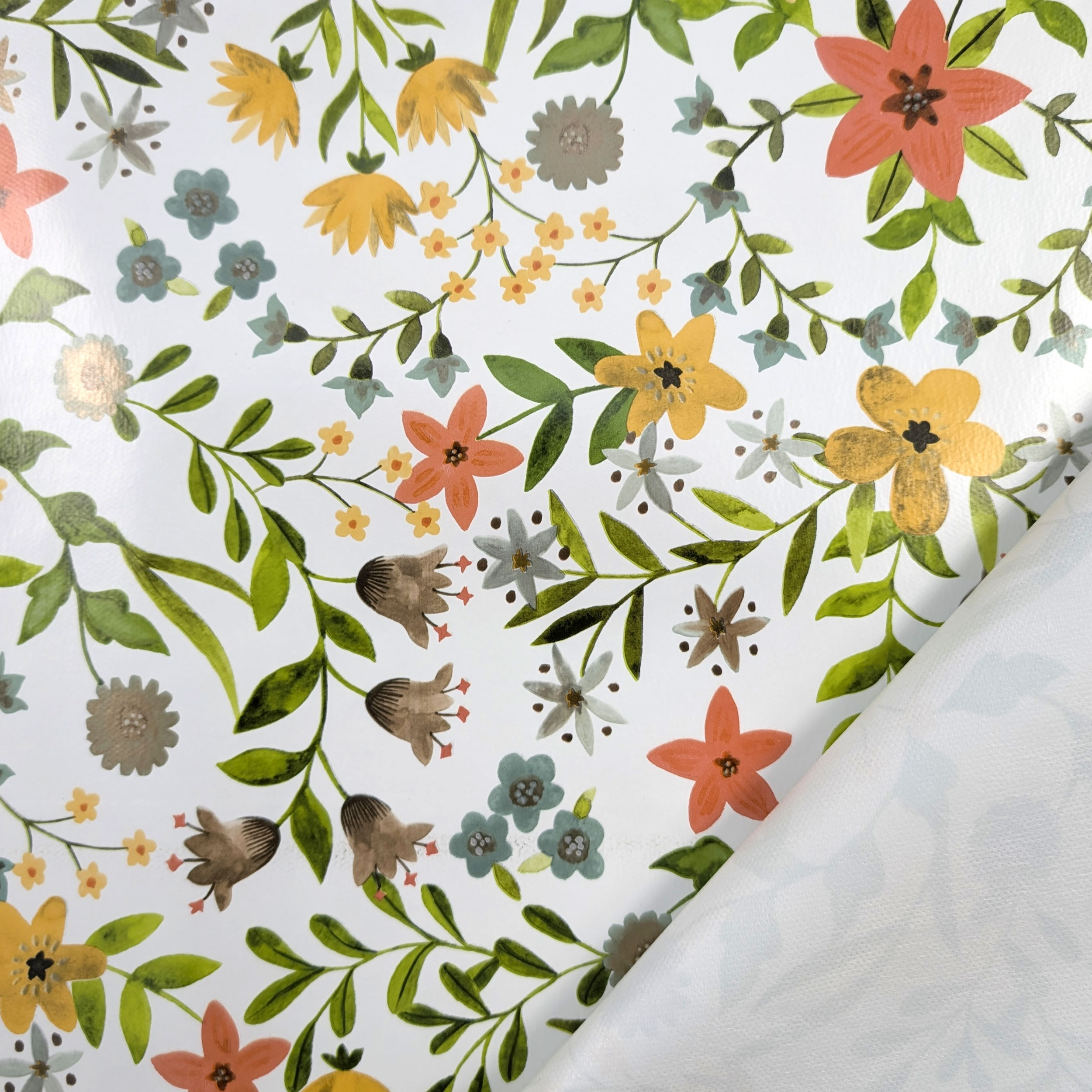 Fabric for Plasticised Tablecloth Warm Tone Flowers Image