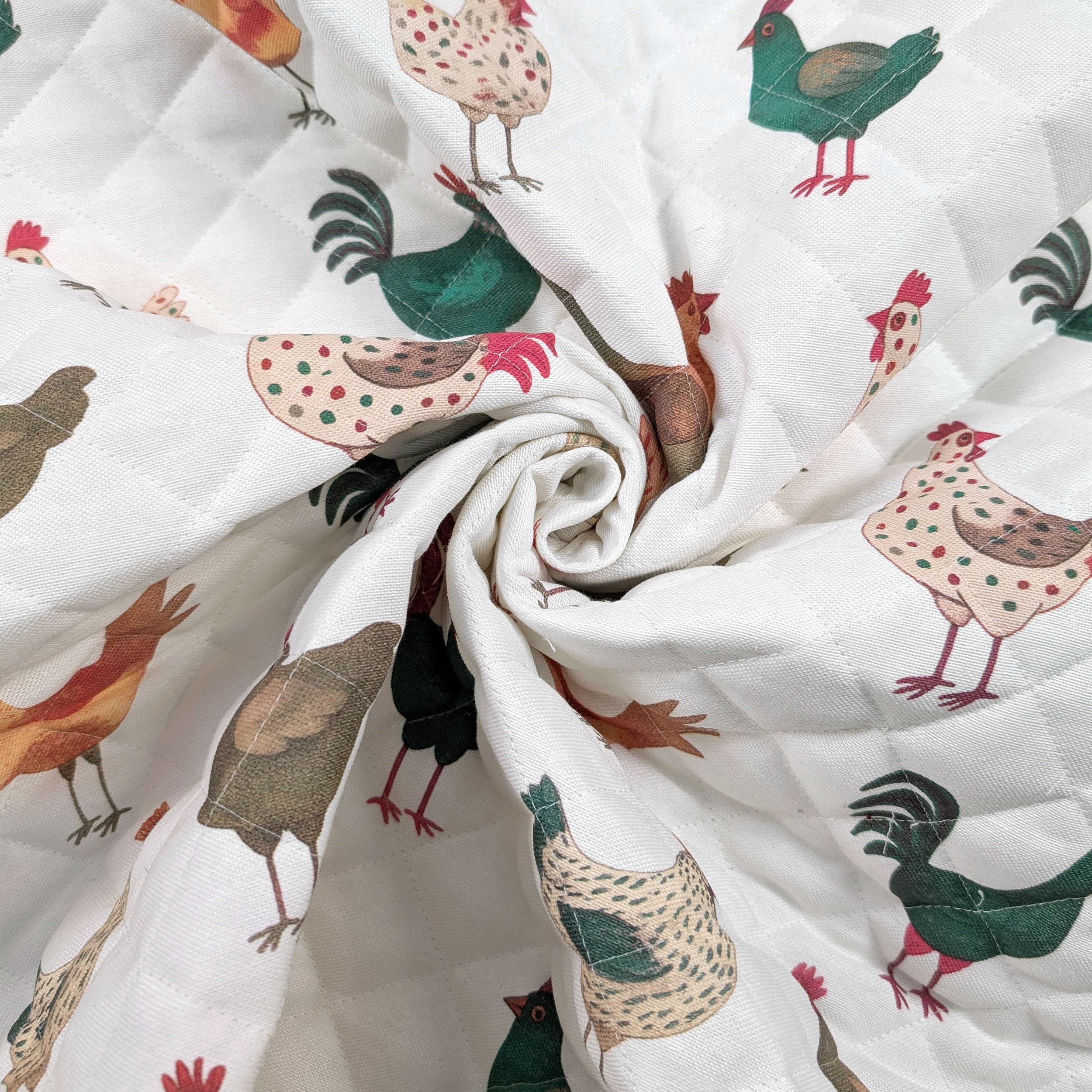White Quilted Fabric Hens Image