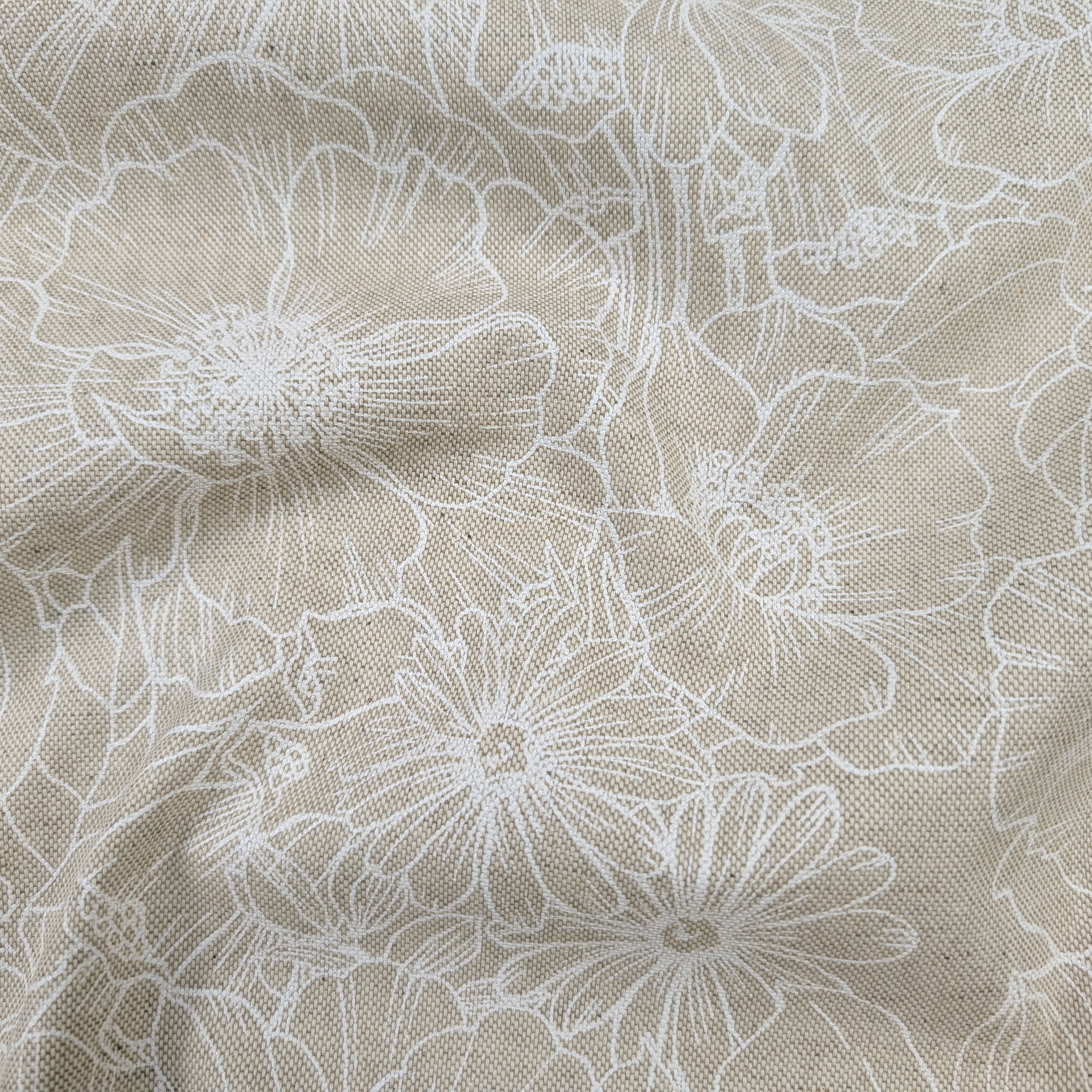 Fabric for Resin Tablecloth Modern White Flowers Image