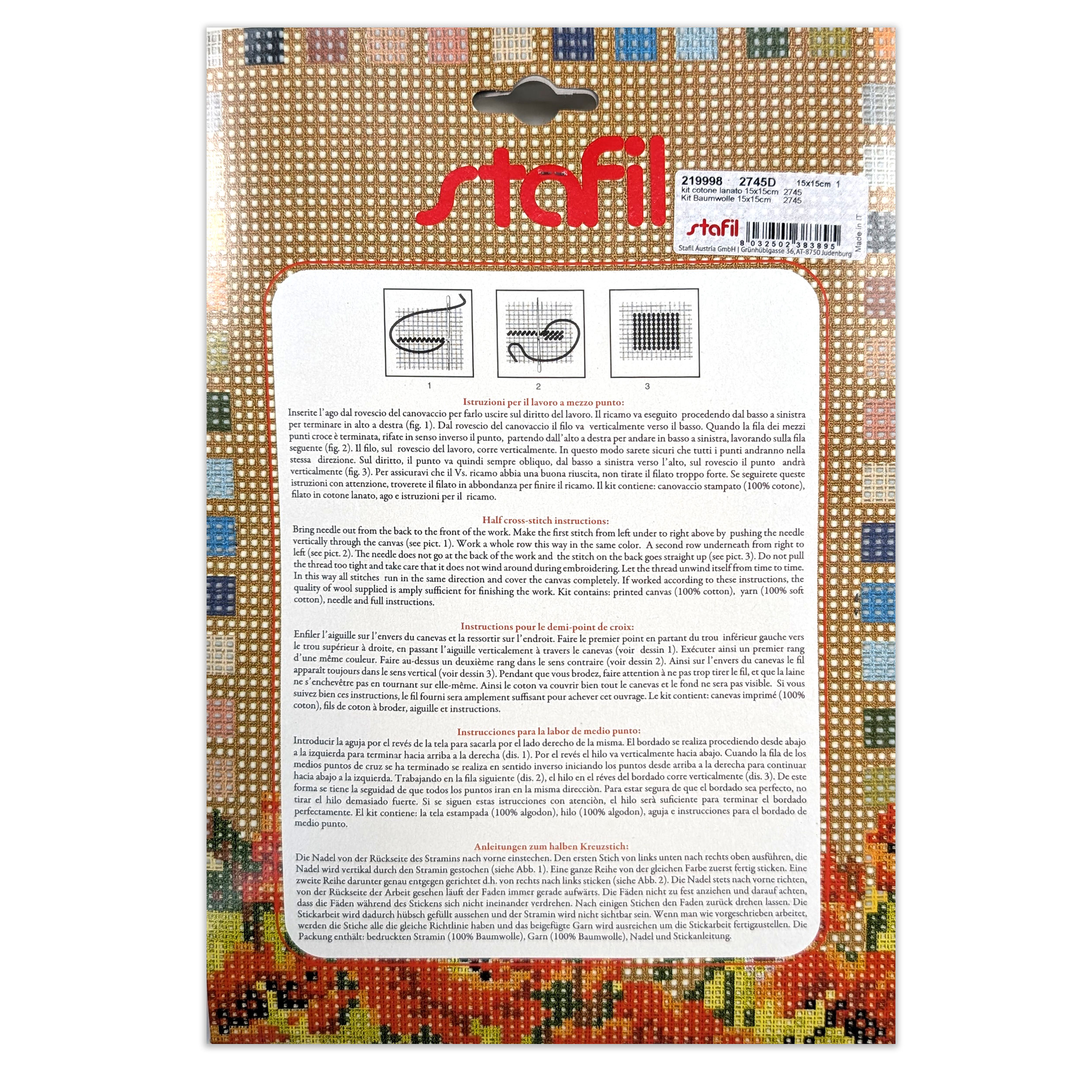 Half Cross Stitch Set "i Quadretti" Snowy Church Image