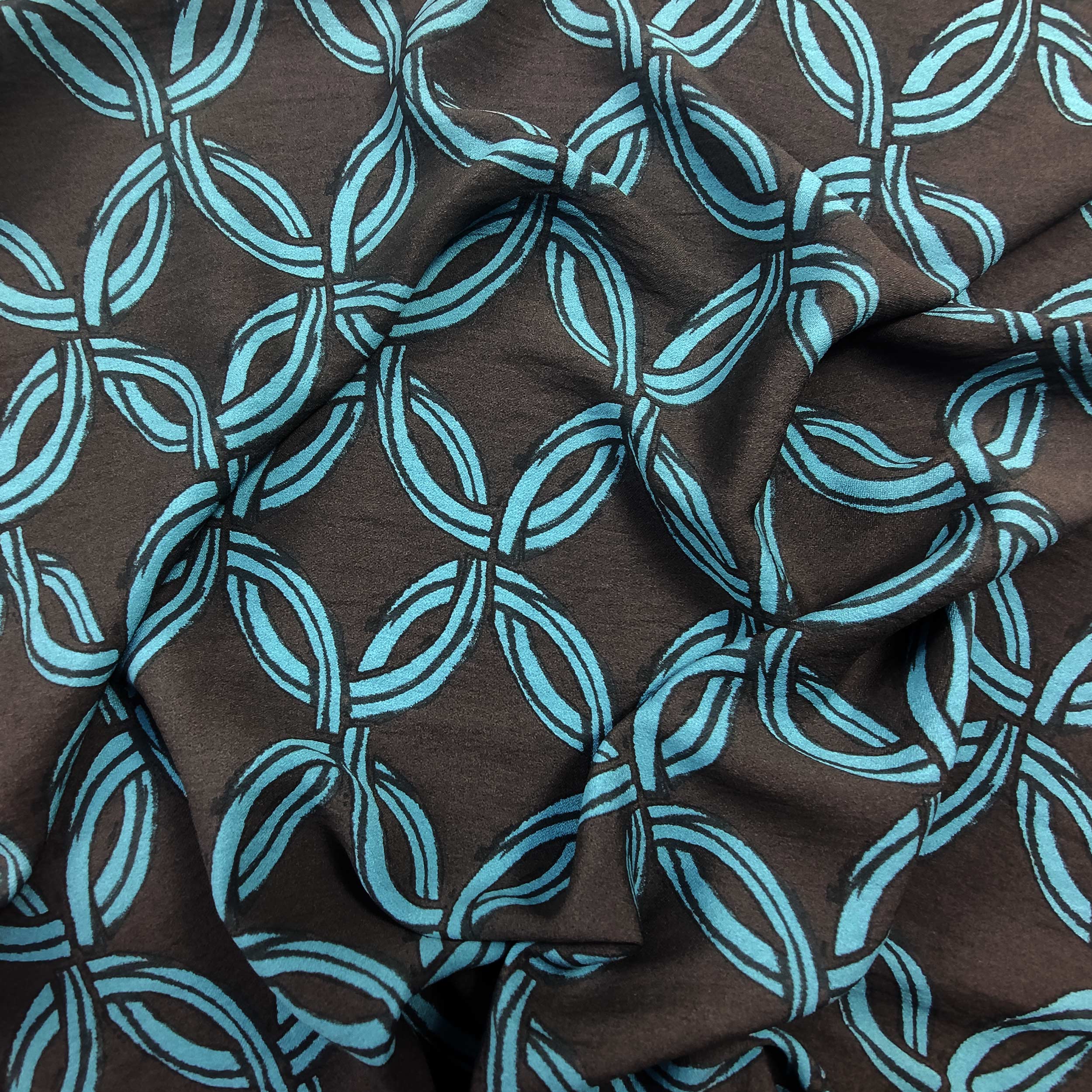 Viscose crepe fabric Circles Avio Background Anthracite
