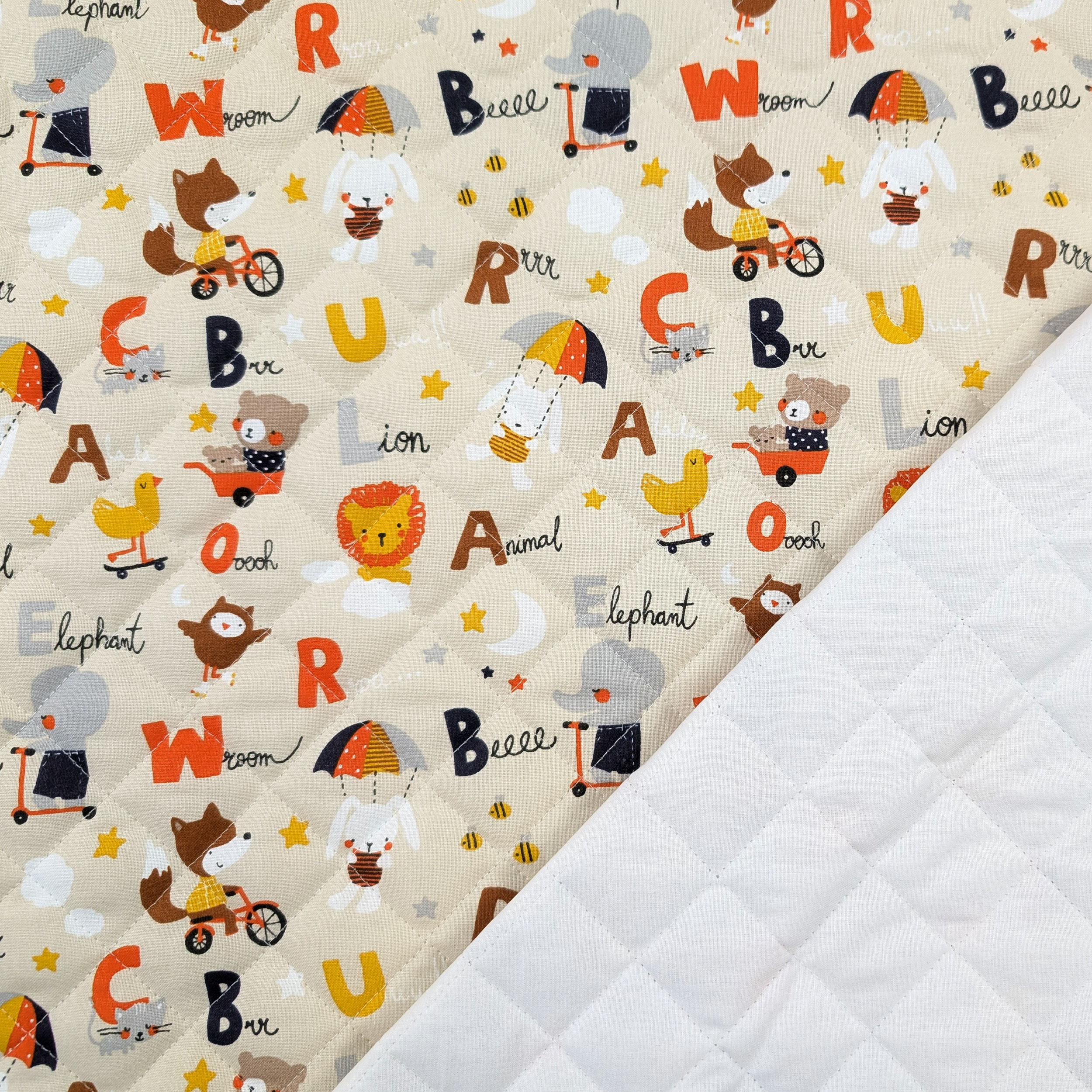 Quilted Fabric Animals and Letters Image