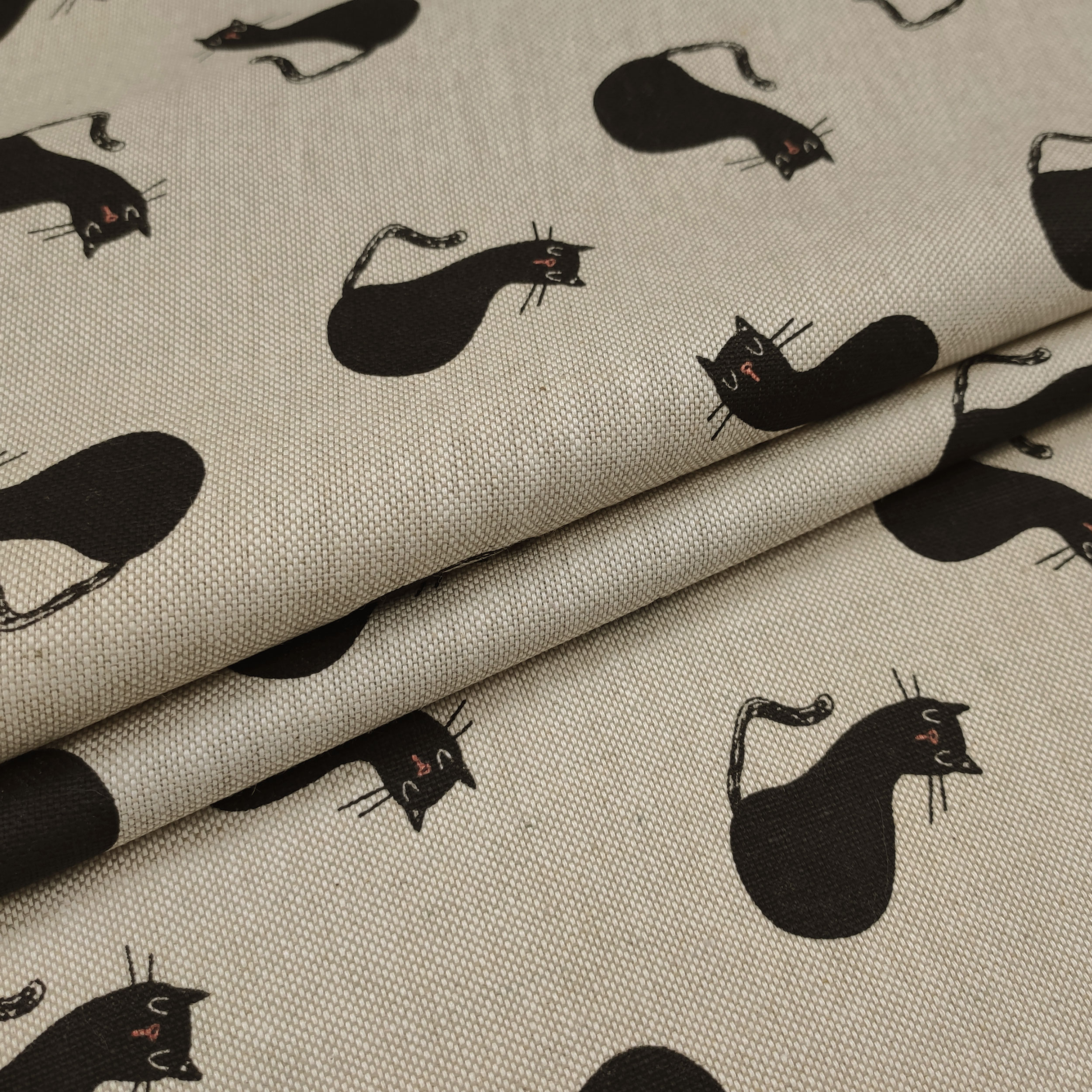 Panama Tissu Découpe Chatons noirs 50x145 cm Image