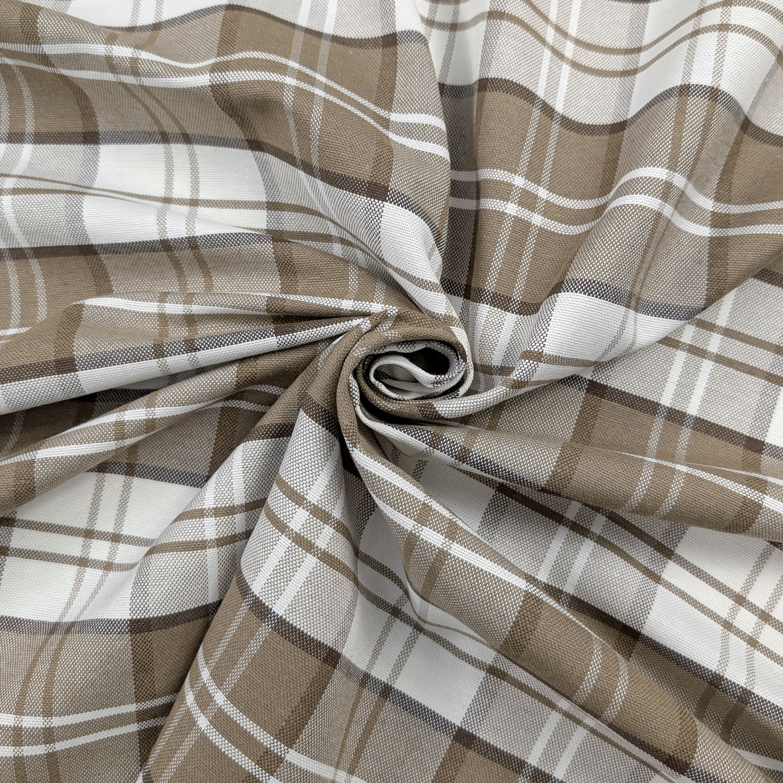 Beige Tartan Yarn Dyed Fabric Image
