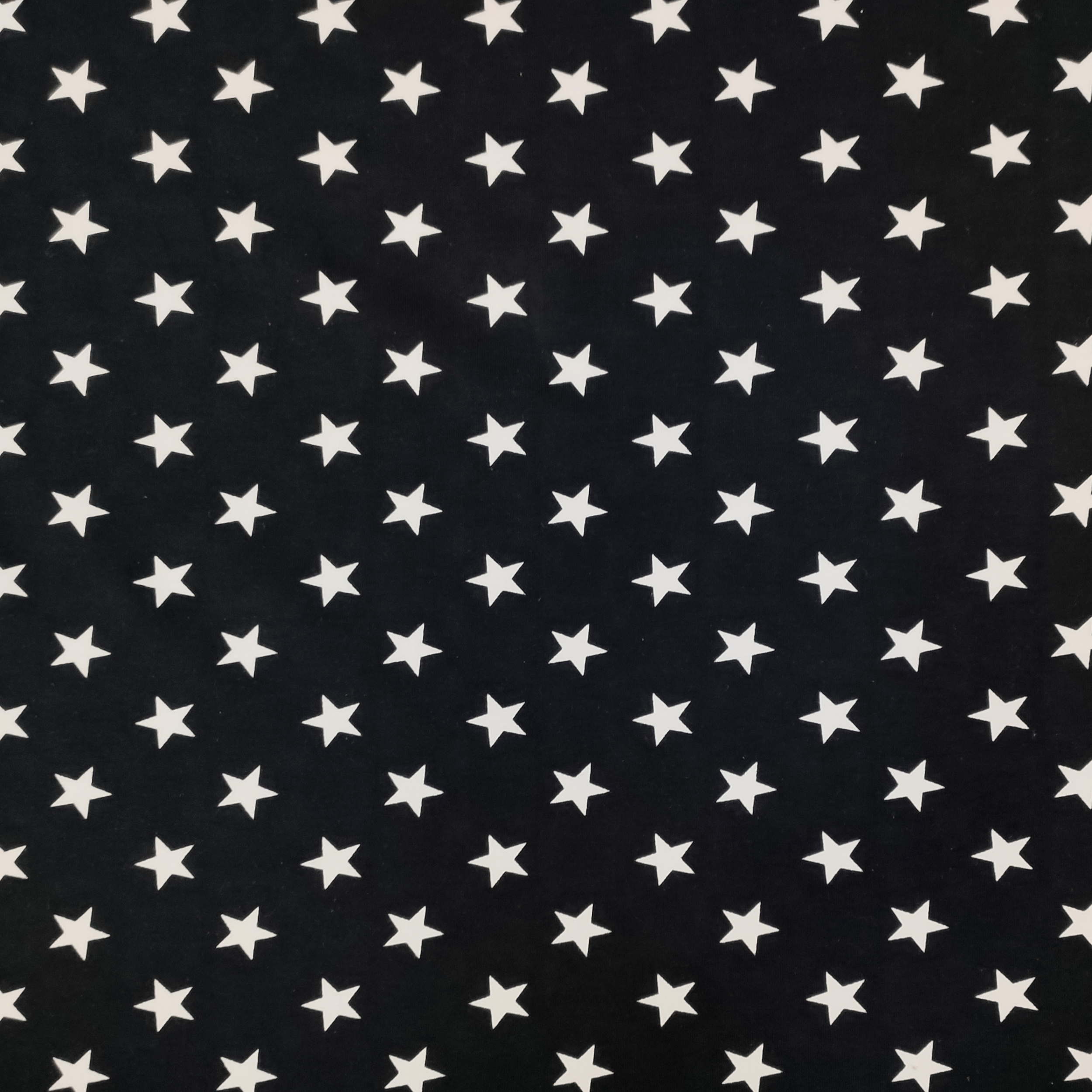 Tessuto Felpa di Cotone Estiva con Stelle  Nero 4