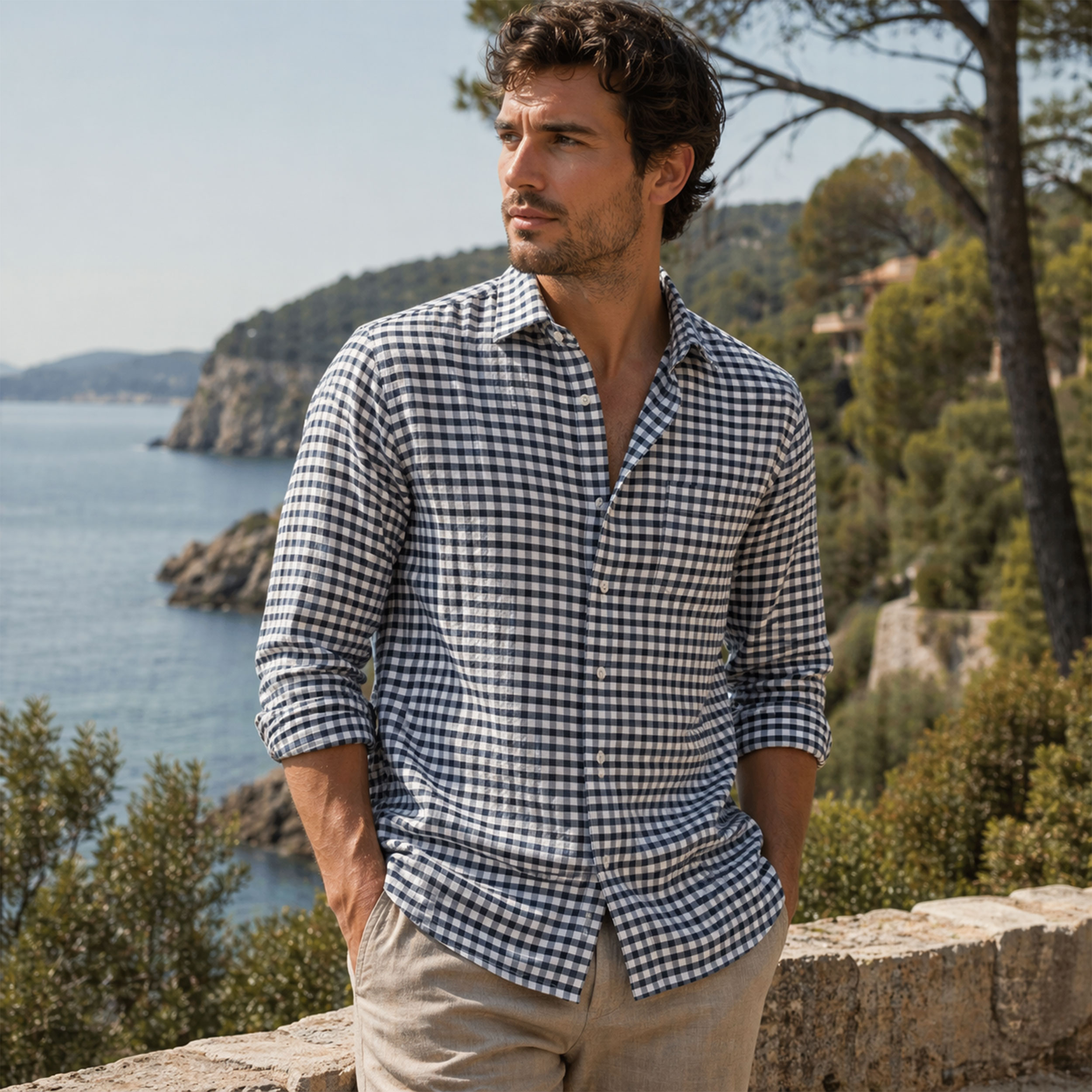 Cotton for Shirts Check Tones Grey Image