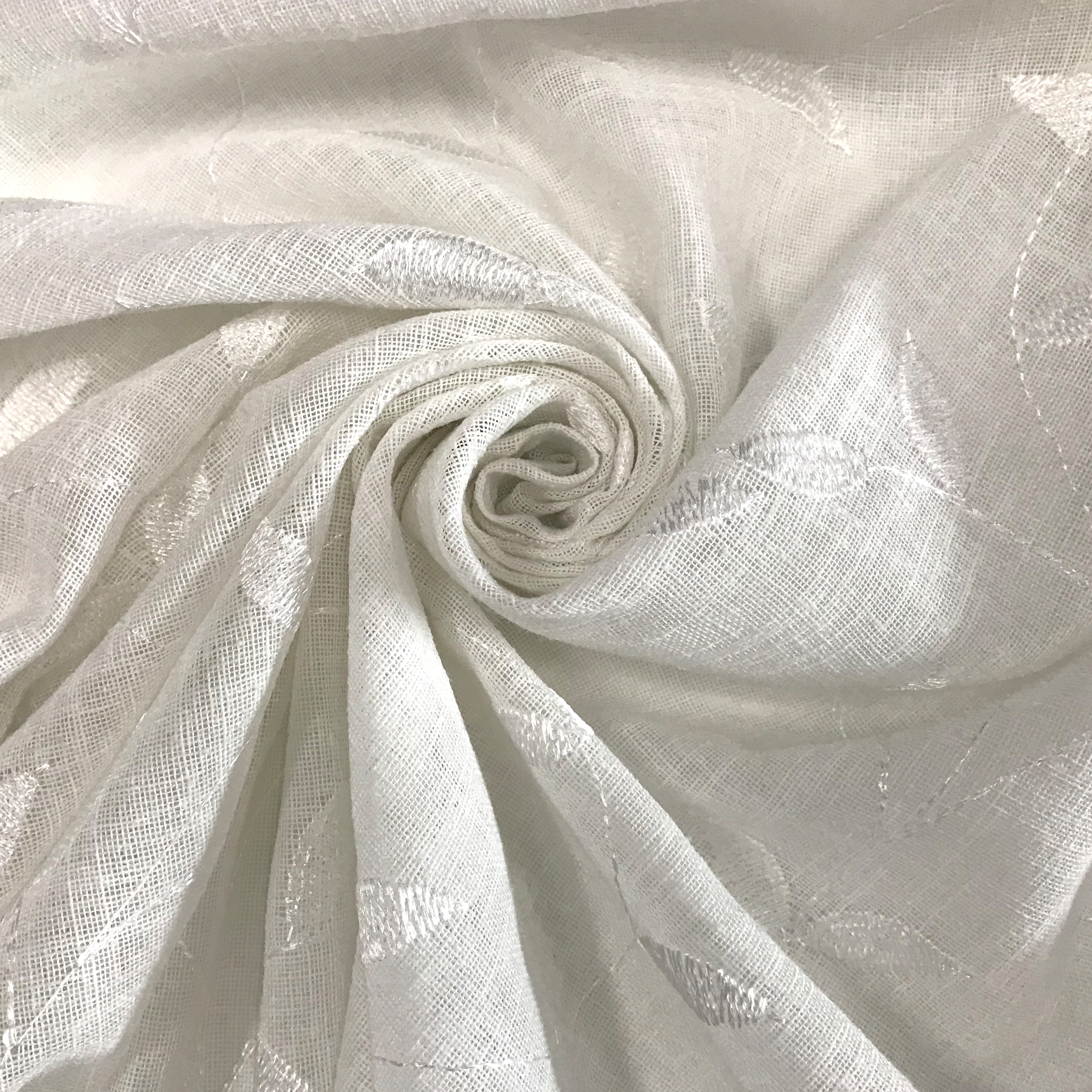 Tela para cortina Elegant Leaves - Blanca Image