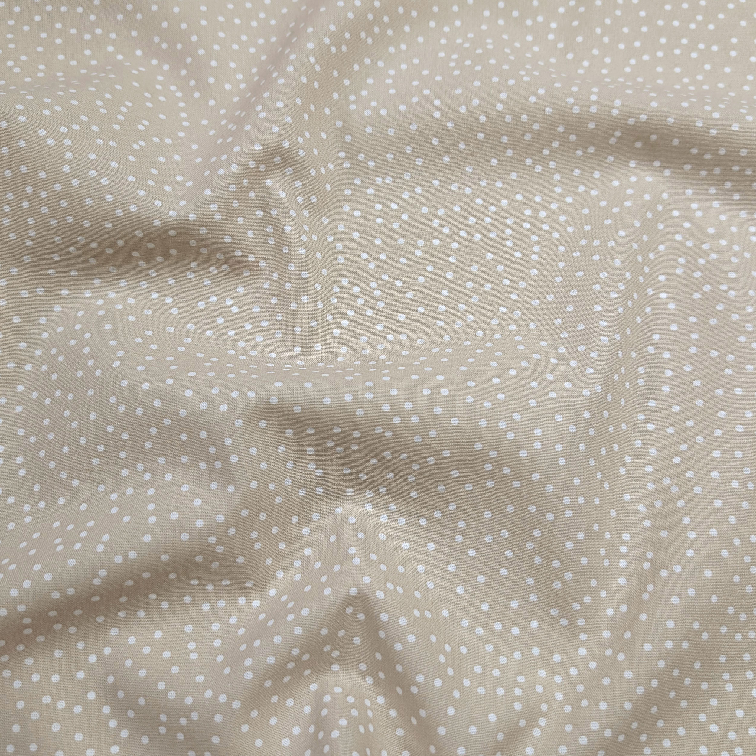 Poplin Cotton White Polka Dots Beige Background Image