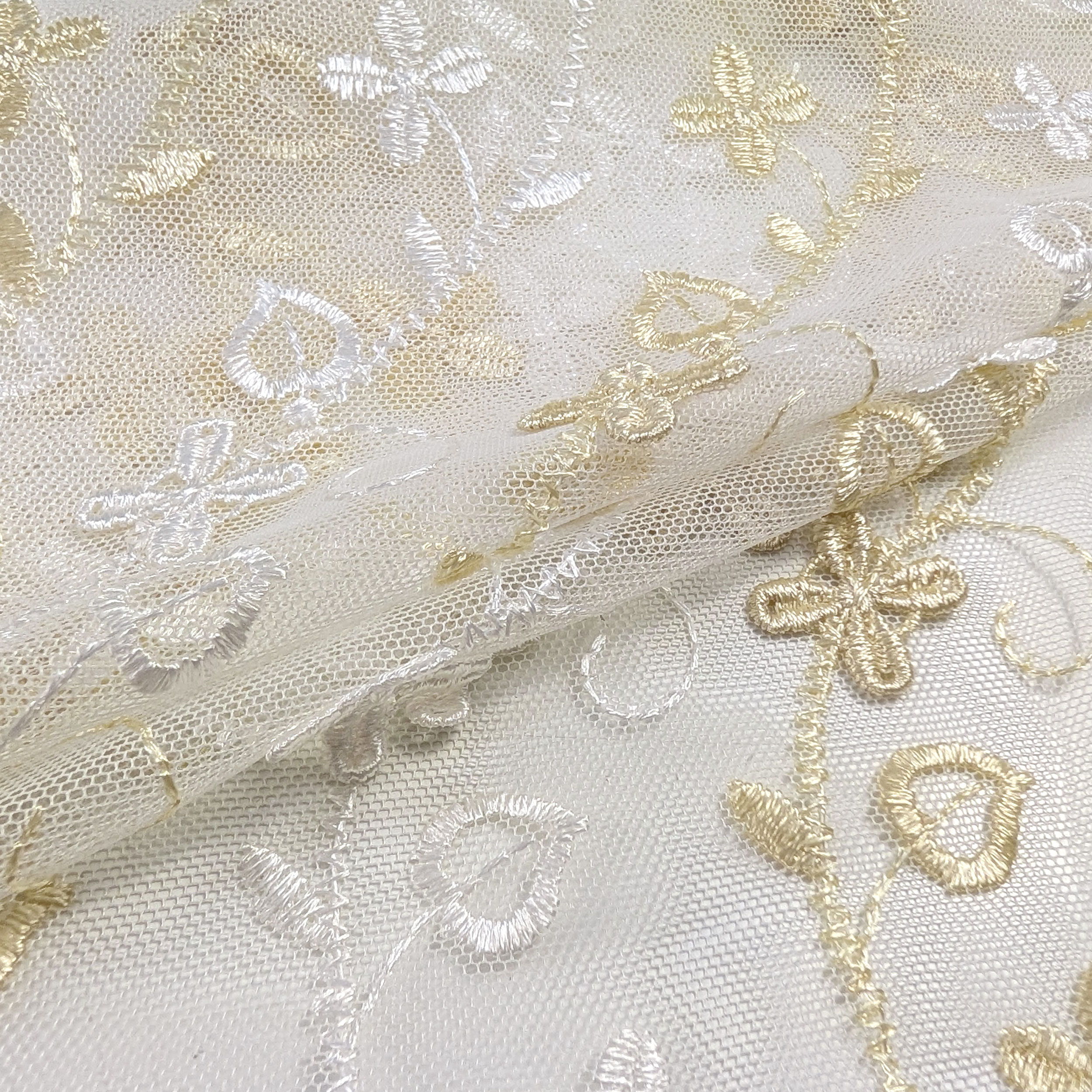 Curtain Fabric Lace Arianna Gold Image